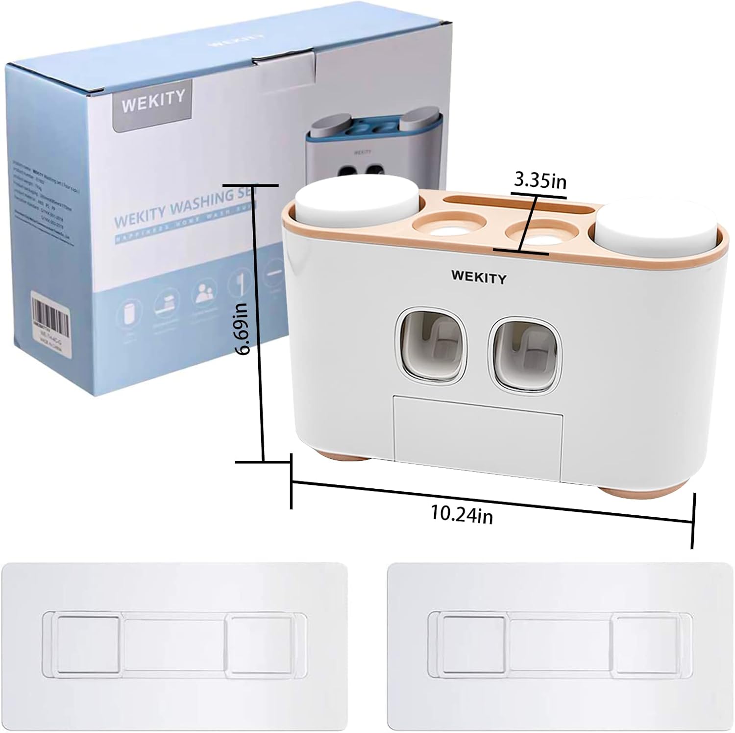 Wekity Multi-Functional Toothbrush Holder with 5 Slots and 4 Cups