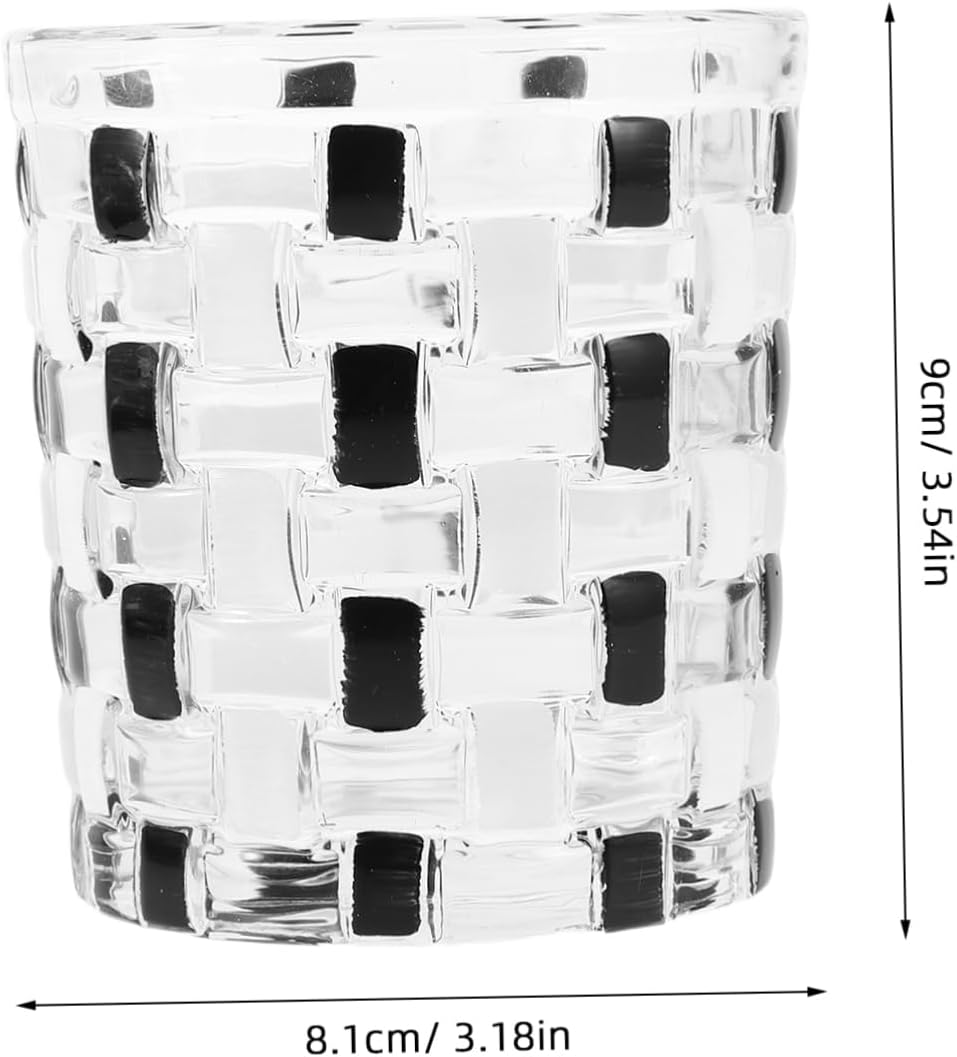 Stylish Black White Checkerboard Glass Toothbrush Holder Cup