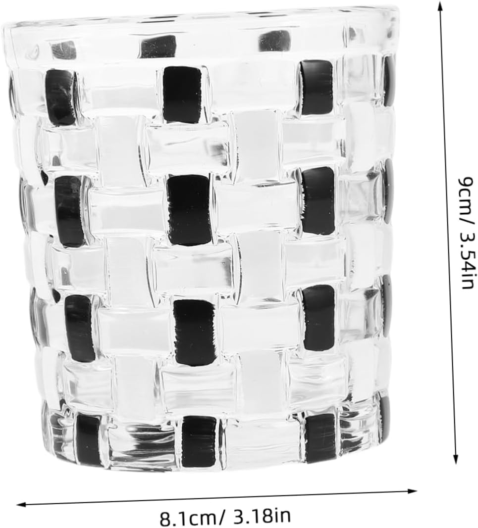 Zerodeko Stylish Glass Toothbrush Cup - Black White Checkerboard Pattern