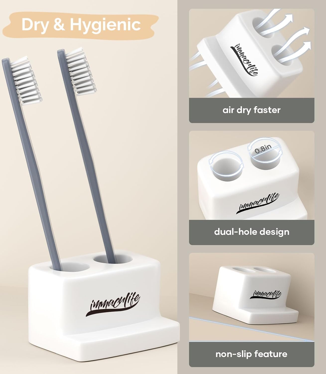 Elegant Ceramic Bathroom Organizer Set for Manual Toothbrushes razors