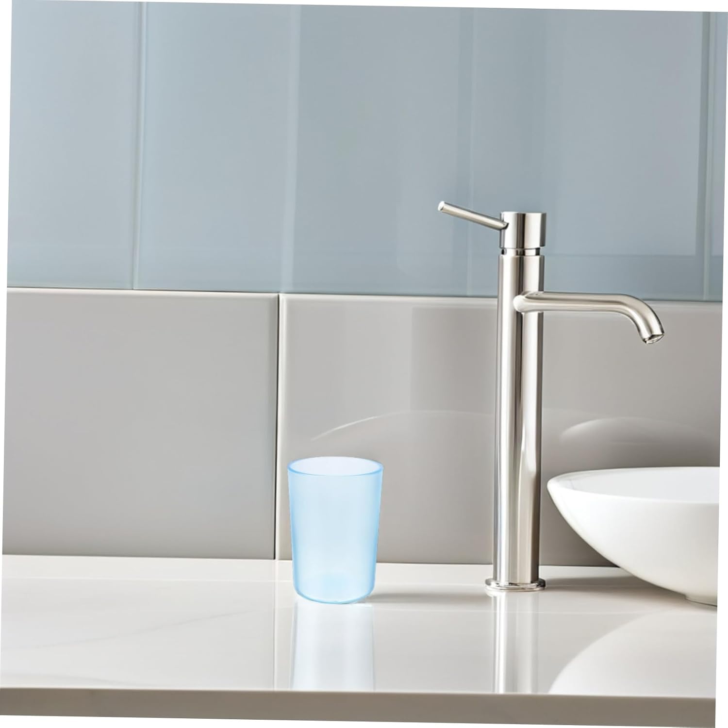 Stylish Blue Transparent Toothbrush Cup for Adults