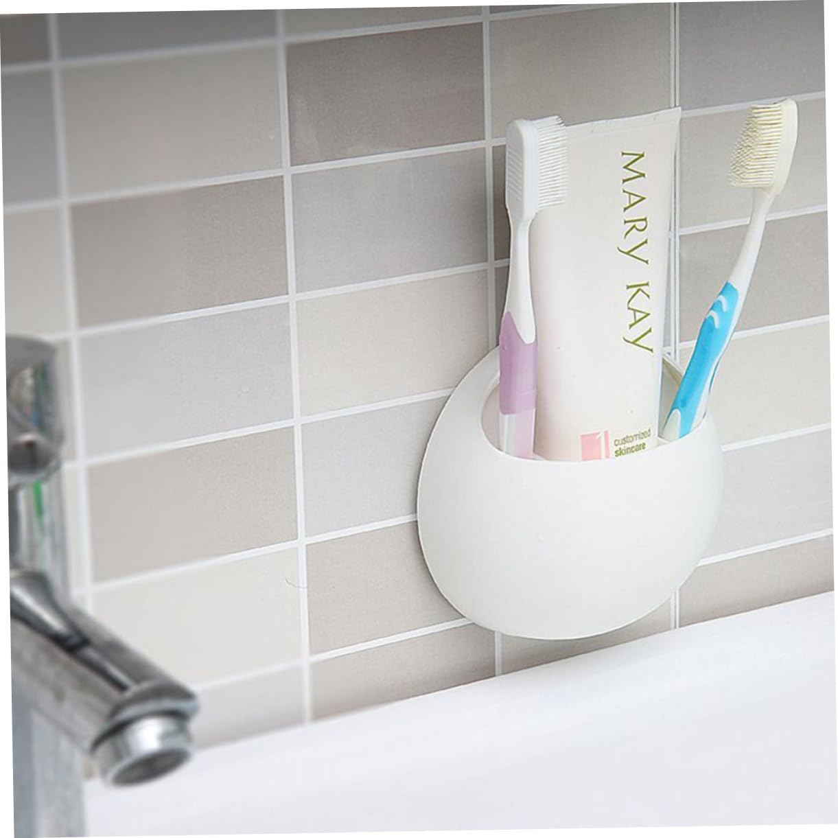 Suction Cup Toothbrush Holder Wall Mount Organizer