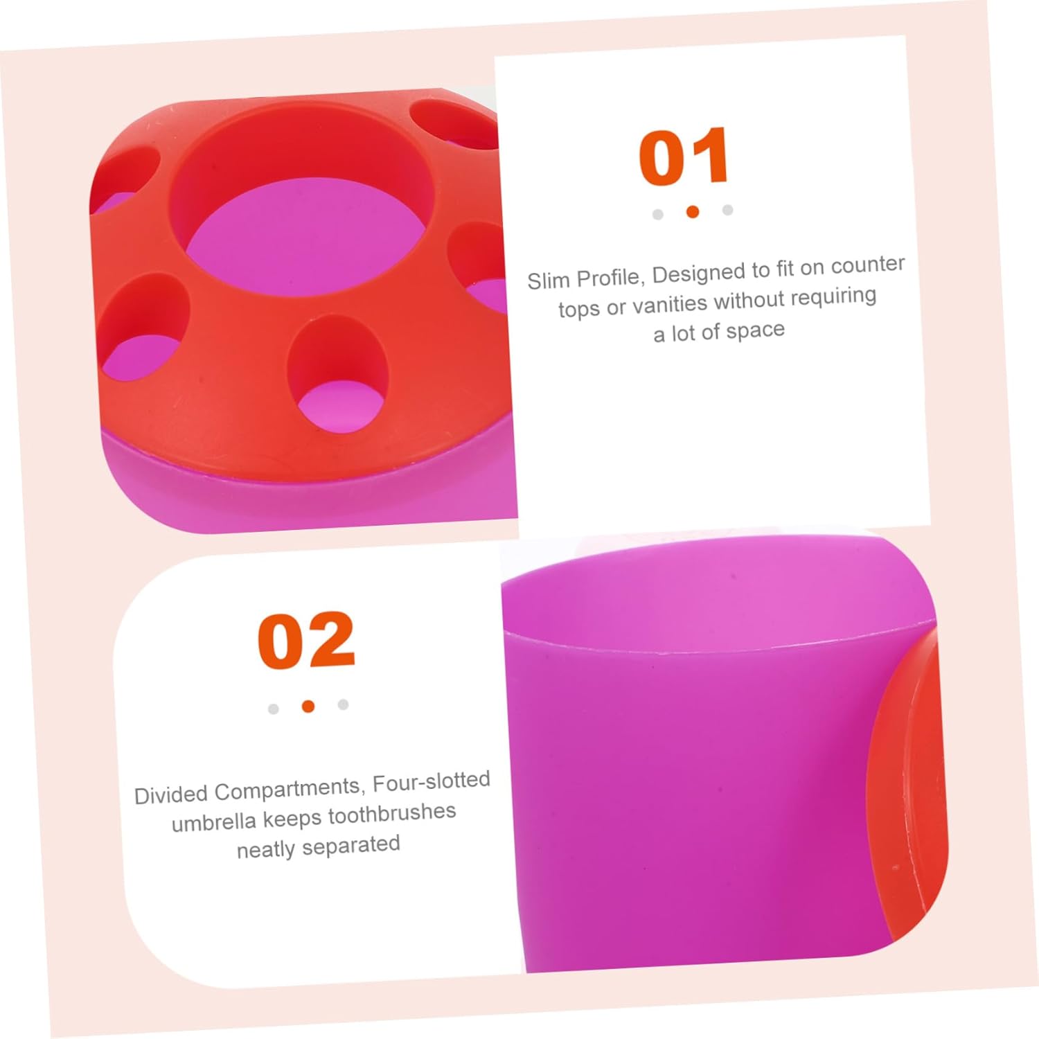 Beatifufu Toothbrush Holder 4 Slot Organizer