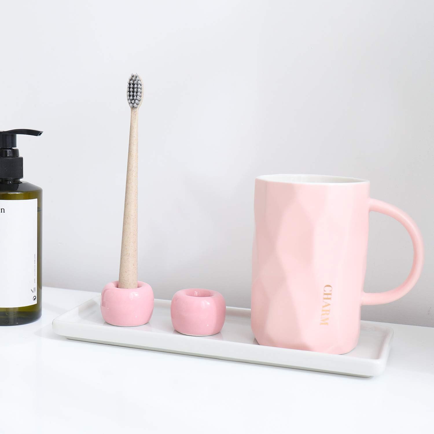Airmoon Mini Ceramics Toothbrush Holder Stand for Bathroom Pack of 2