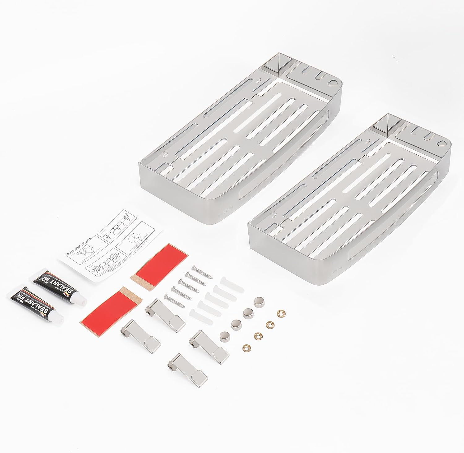 NearMoon Double-Sided Adhesive 304 Stainless Steel Shower Caddy 2-Pack