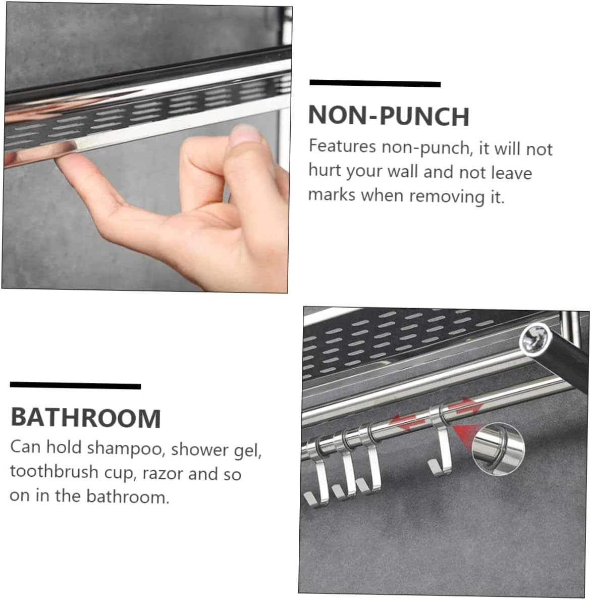 Ciieeo Silver Stainless Steel Bathroom Storage Rack