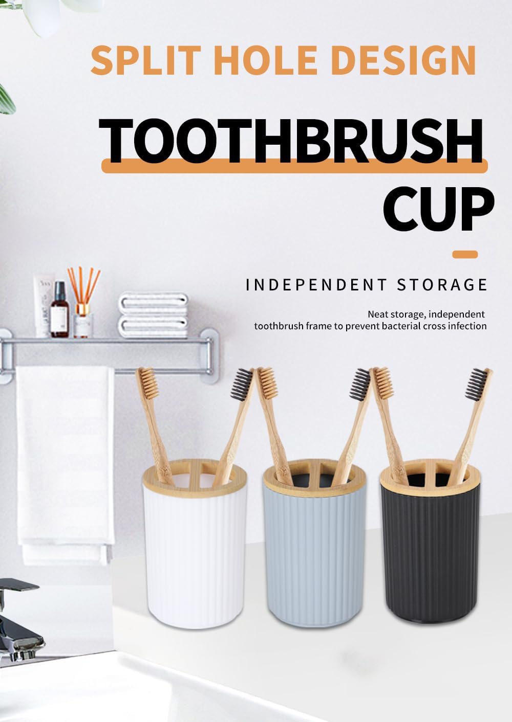 Bamboo Toothbrush Holder - compact stylish organized
