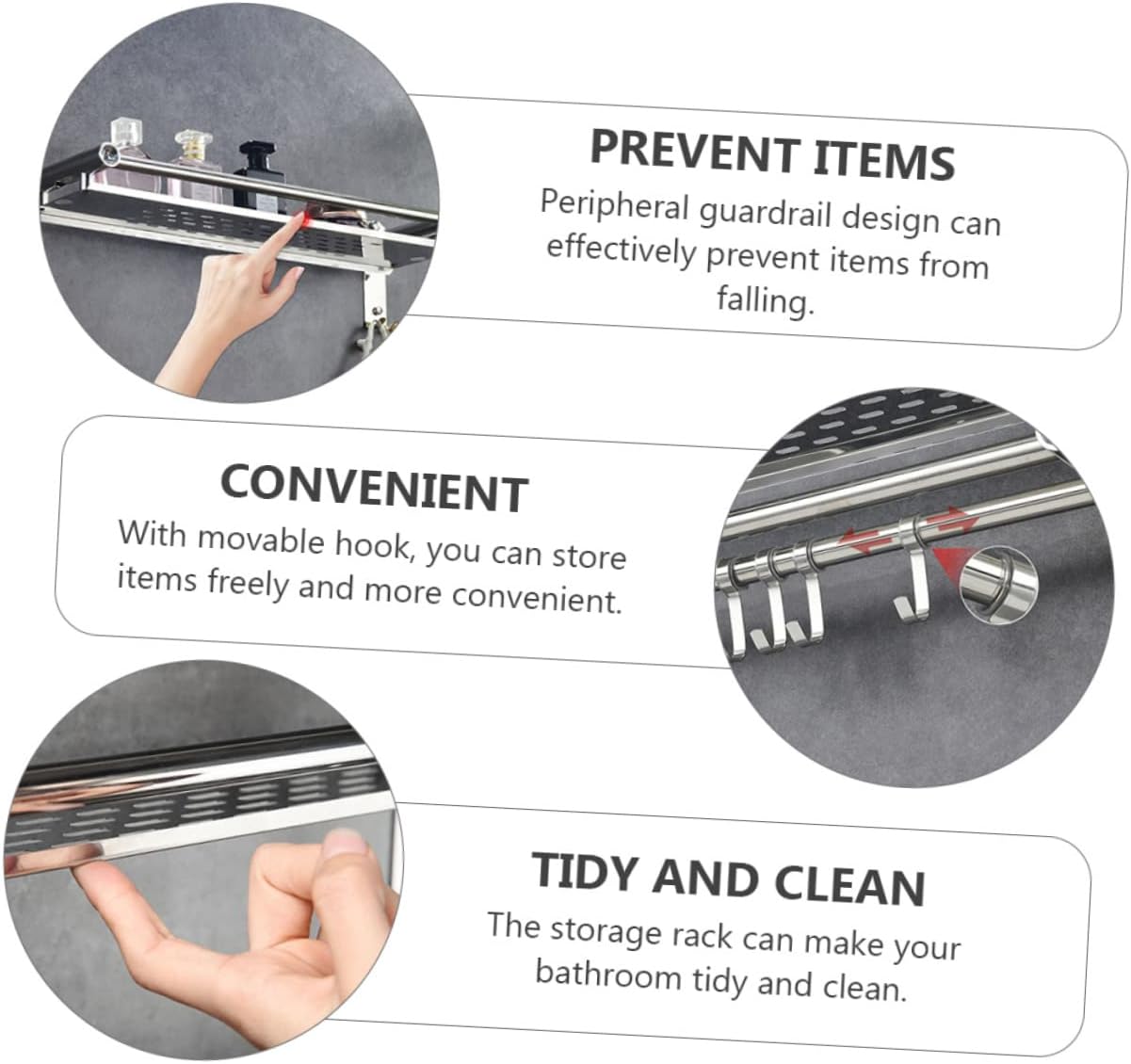 Stainless Steel Bathroom Storage Holder for Organization