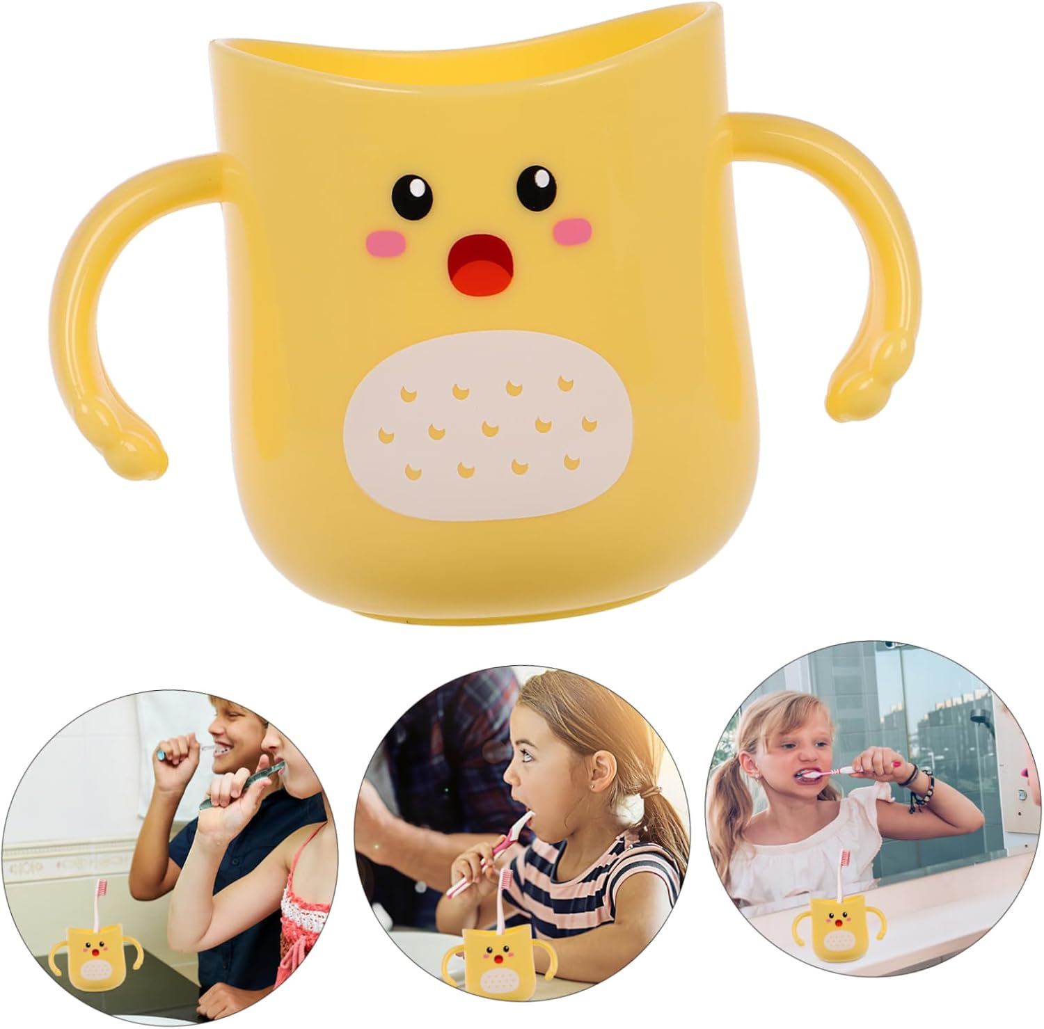 Double Handles Kids Toothbrush Cup Dinosaur Mugs