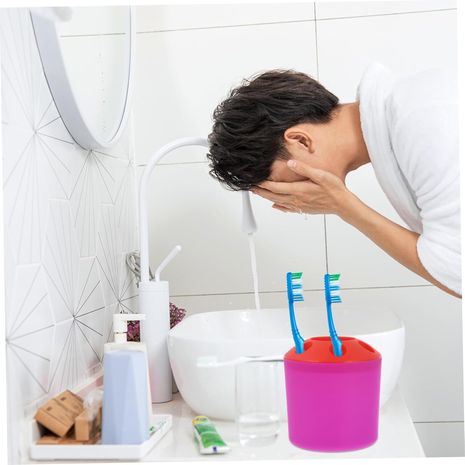 Beatifufu Toothbrush Holder 4 Slot Organizer