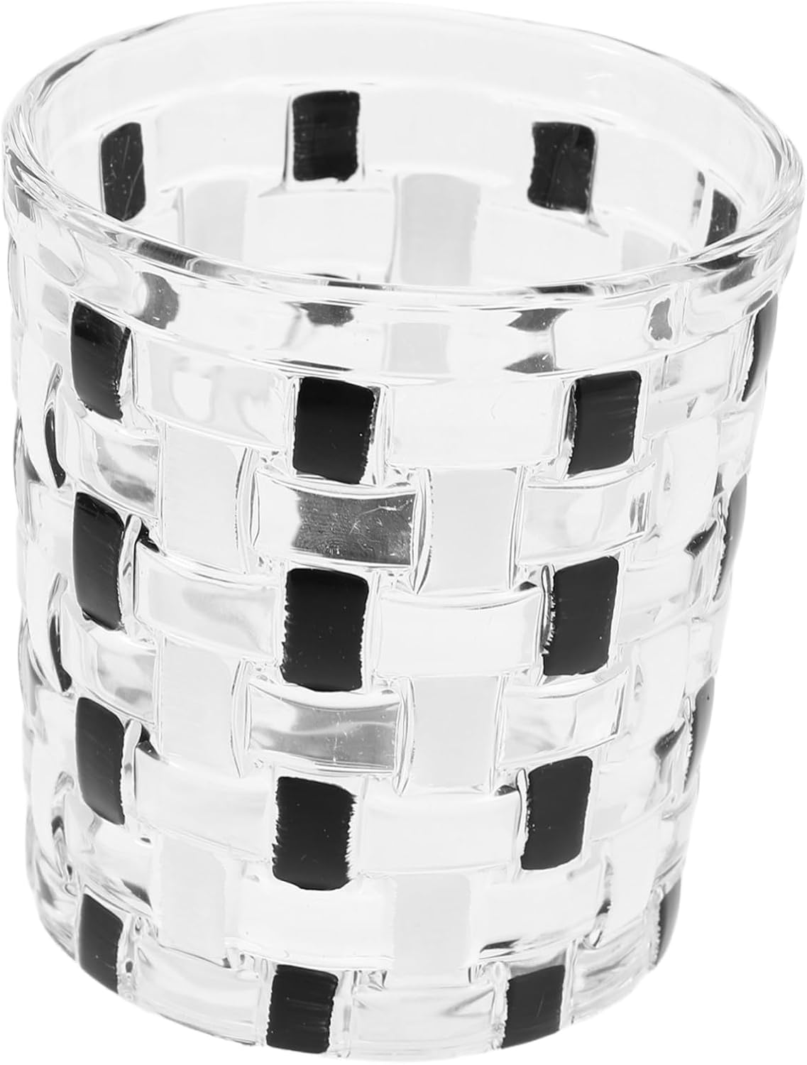 Elegant Glass Toothbrush Holder with Checkered Design