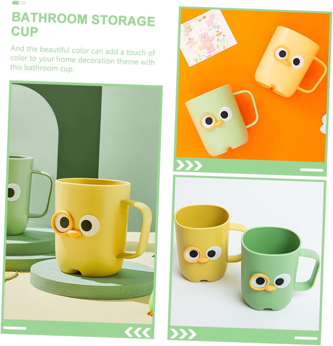 DRESSOOS 2PCS Cartoon Toothbrush Holder Cups for Reusable Storage in Bathroom