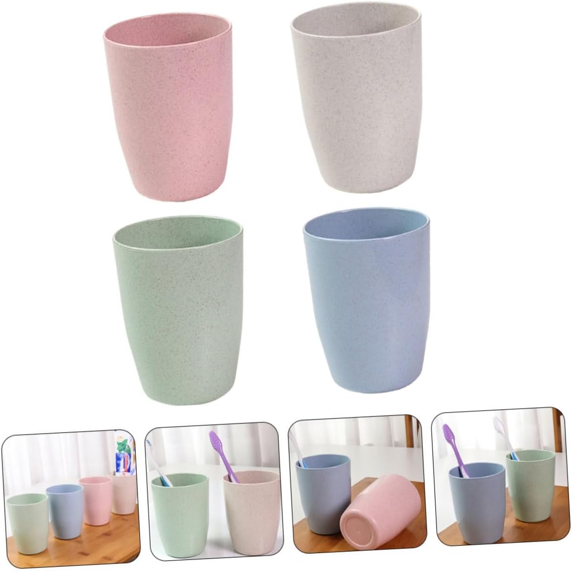 4Pcs VALICLUD Toothbrush Mouthwash Unbreakable Mugs Home Decor Toothbrush Holder