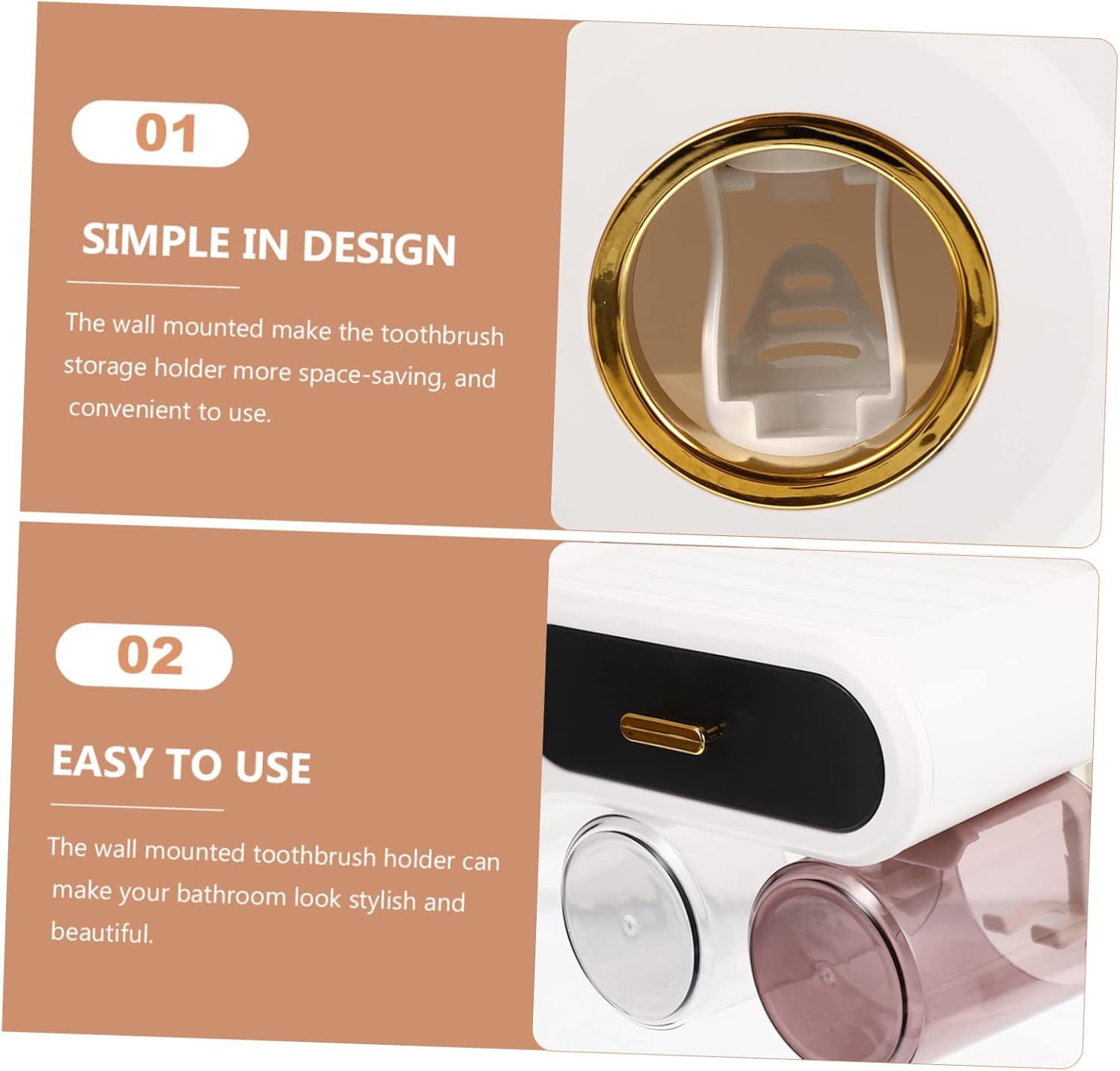 PRETYZOOM Wall Mounted Toothbrush Holder