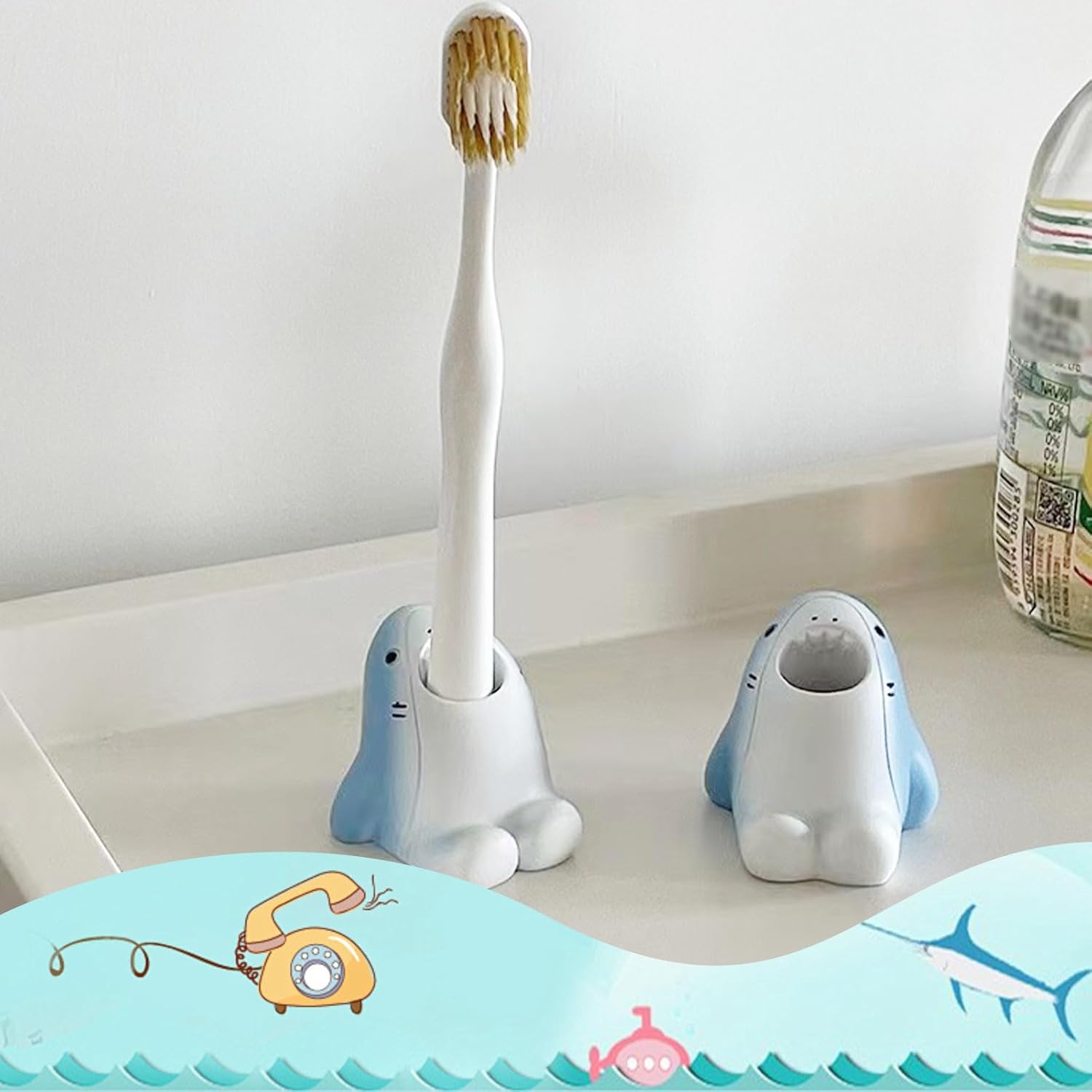 AKAKL Cute Shark Toothbrush Holder