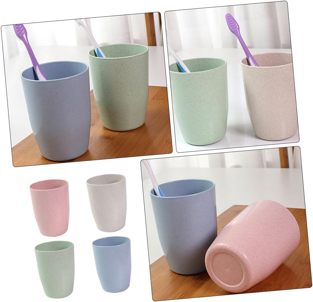 4Pcs VALICLUD Toothbrush Mouthwash Unbreakable Mugs Home Decor Toothbrush Holder