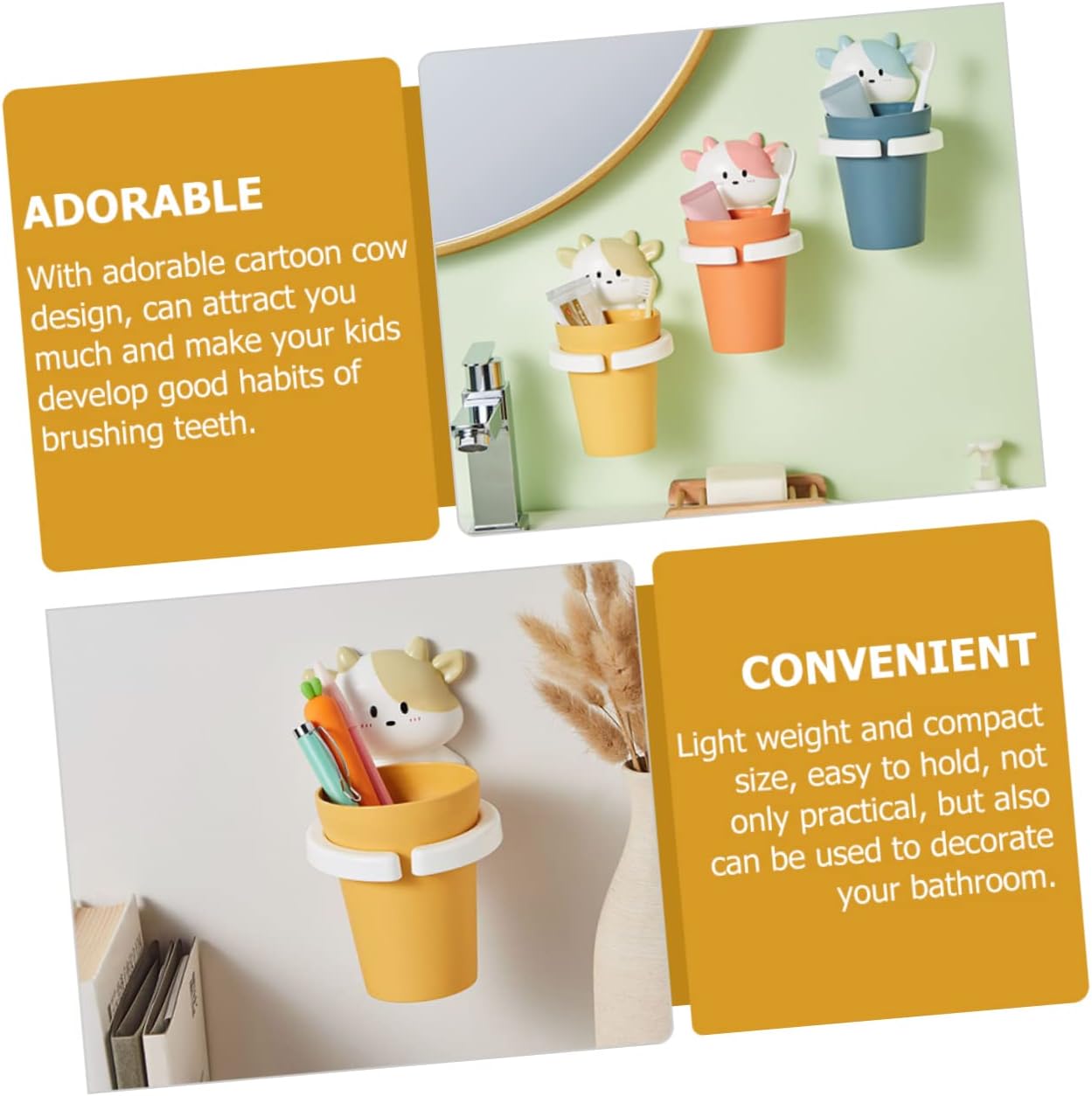 Cartoon Cow Gargle Cup Toothbrush Holder