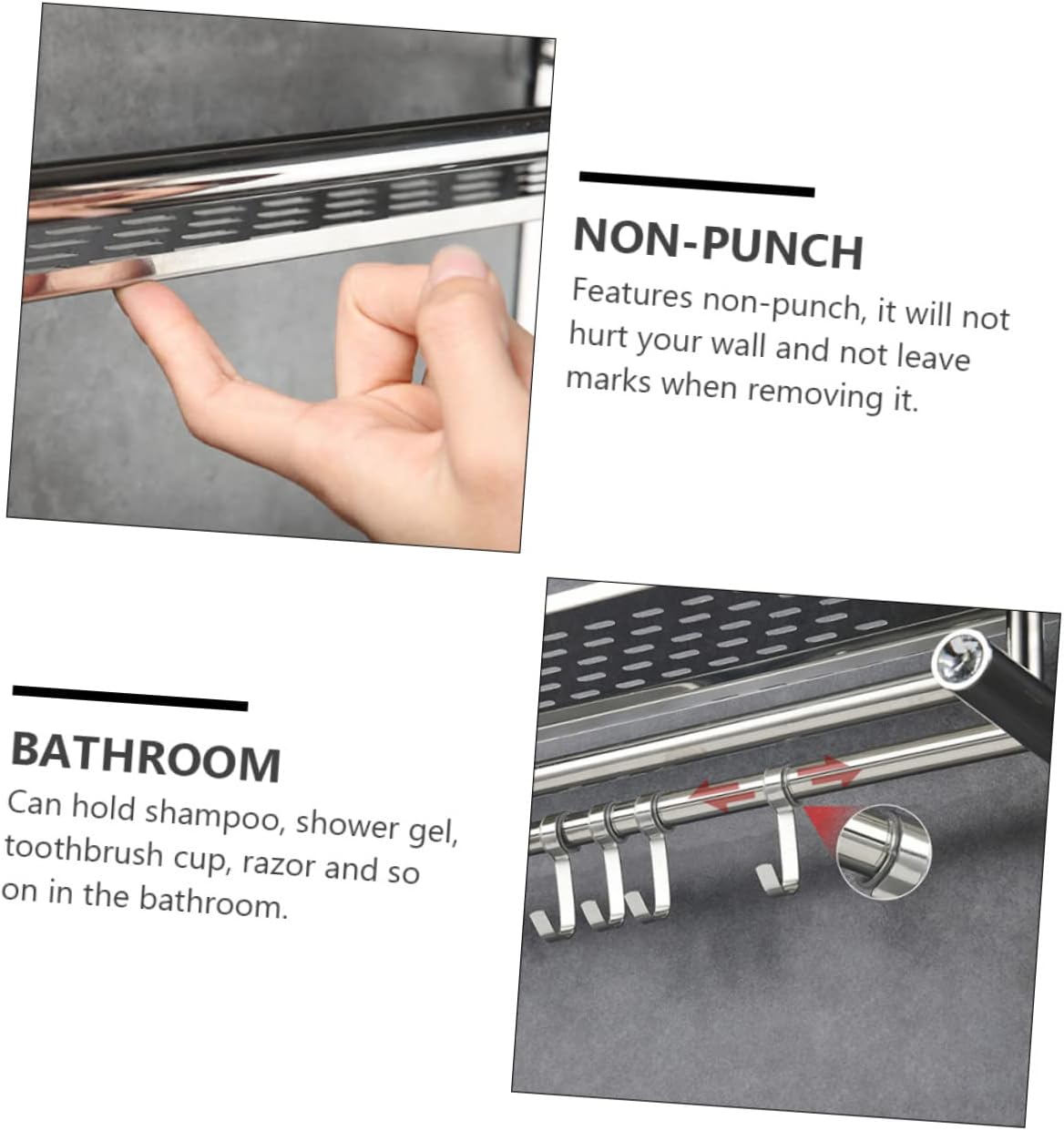 Stainless Steel Bathroom Storage Holder for Organization