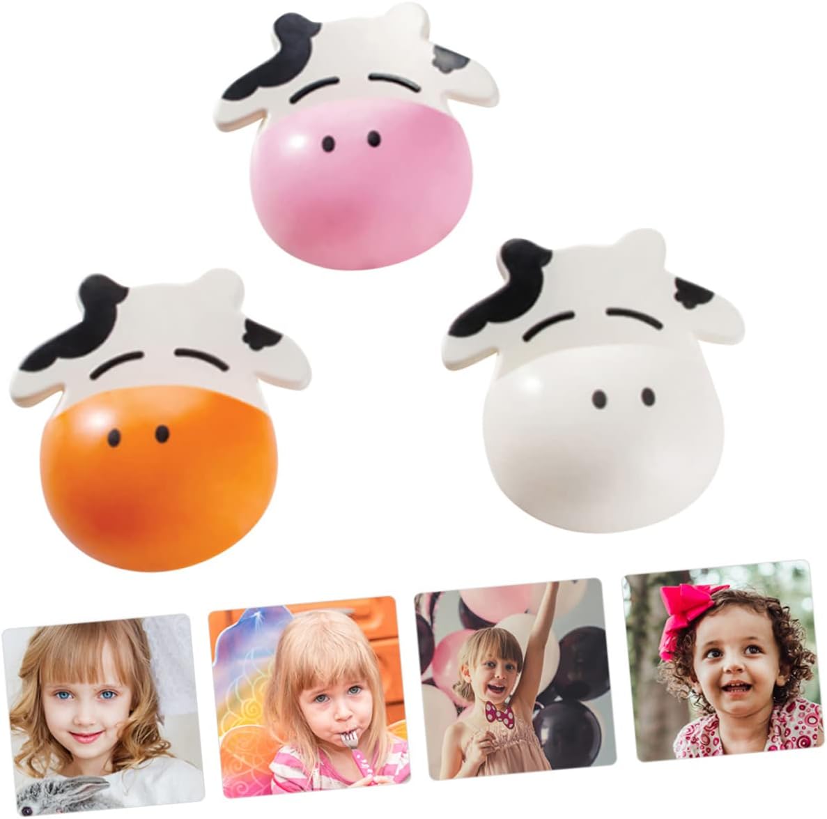 3-Piece Cartoon Cow Suction Cup Toothbrush Holder