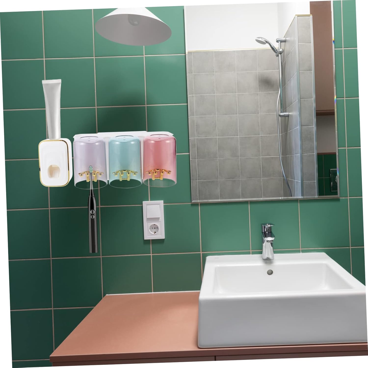 Gleavi Wall-Mounted Toothbrush Holder Toothpaste Dispenser - Space-Saving Bathroom Organizer