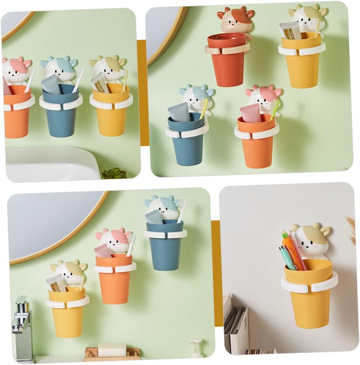 Cartoon Cow Toothbrush Cup Holder for Boys