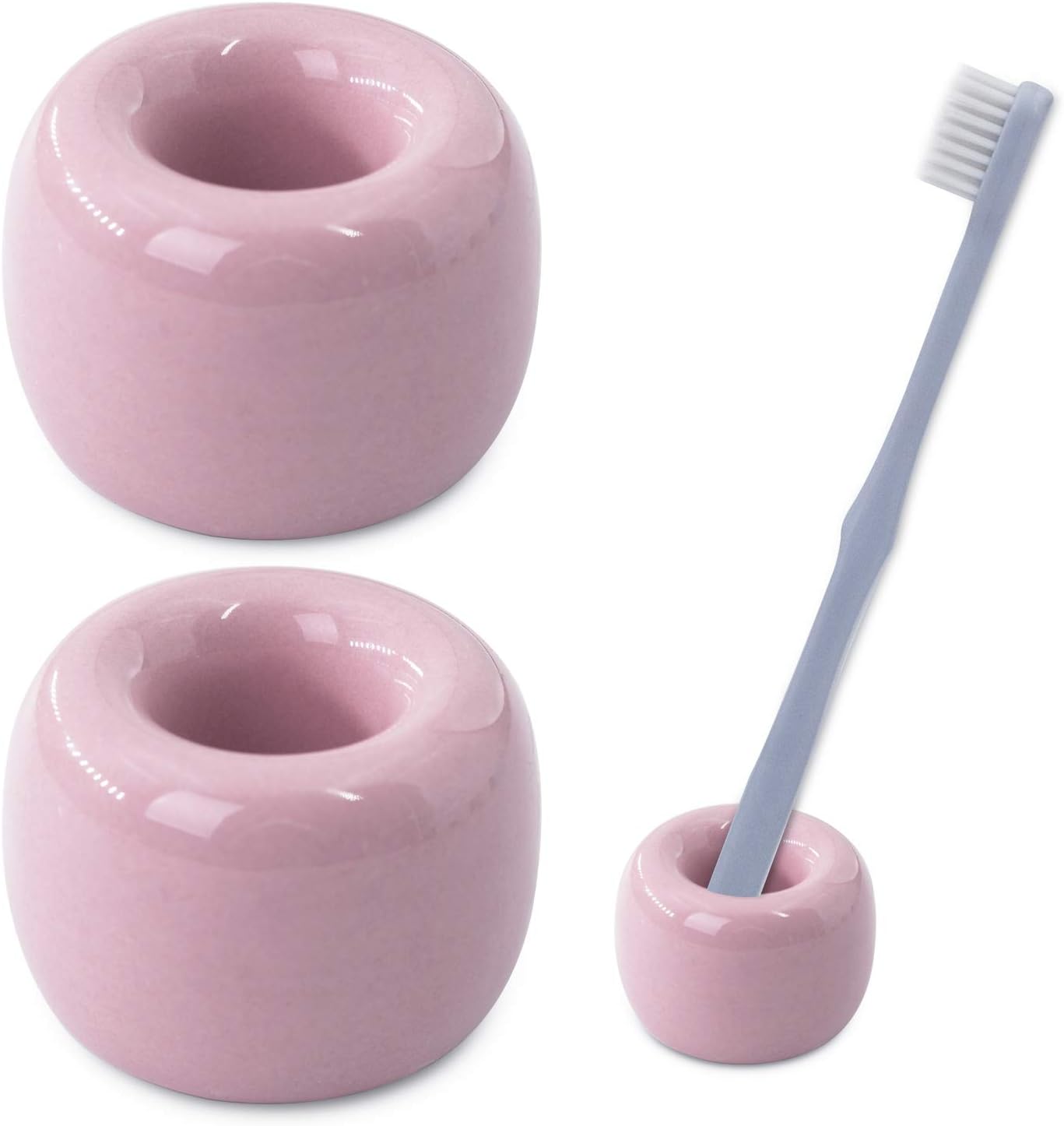 Airmoon Mini Ceramics Toothbrush Holder Stand for Bathroom Pack of 2