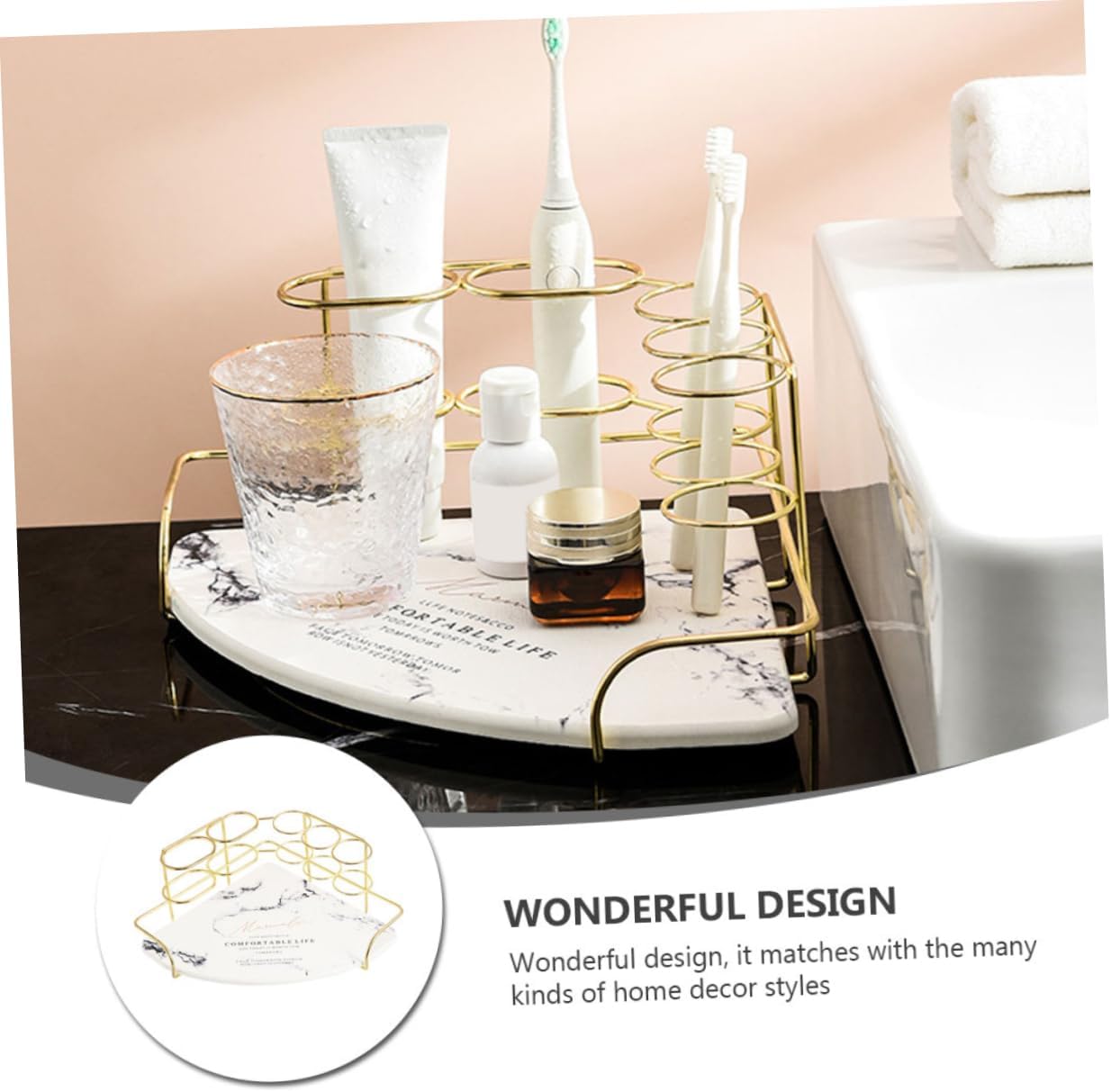 PRETYZOOM Corner Toothbrush Holder Rack