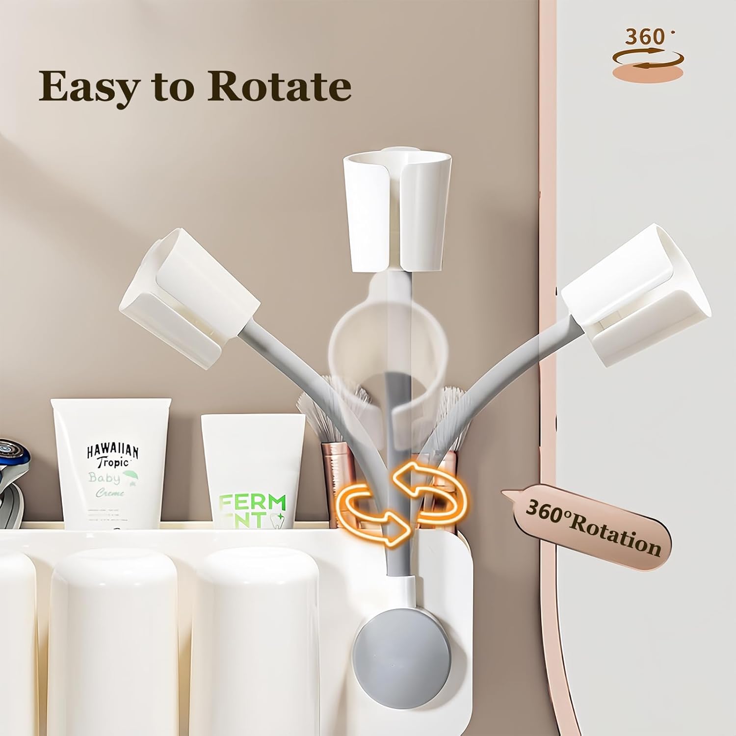 3 in 1 Toothbrush Holder with Hair Dryer Stand and Toothpaste Dispenser
