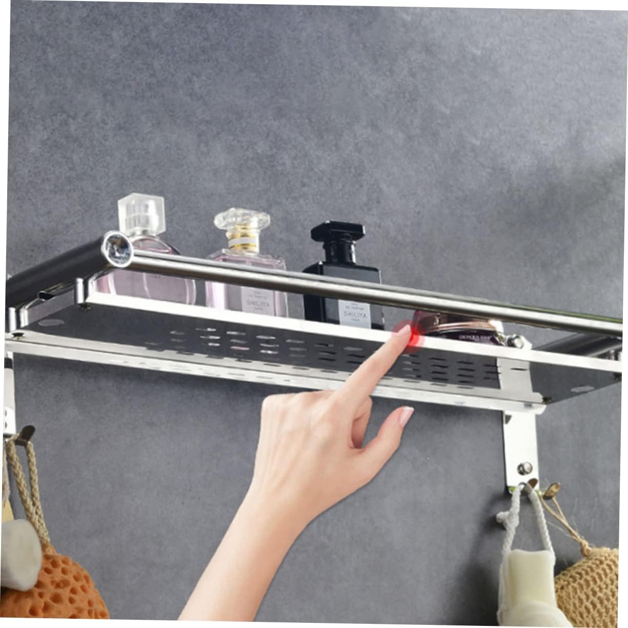 Ciieeo Silver Stainless Steel Bathroom Storage Rack