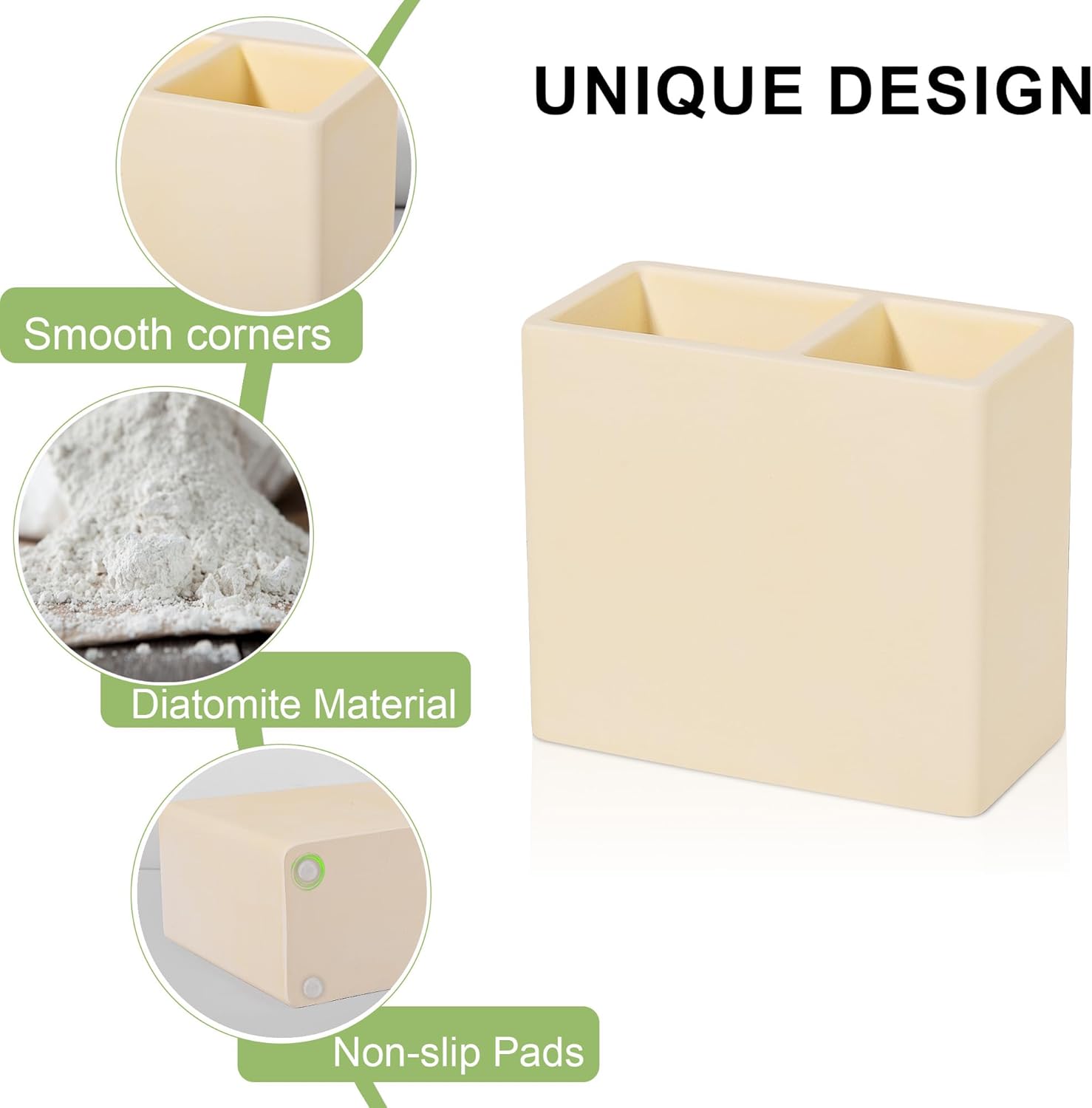 Fast Drying Compact Diatomite Toothbrush Holder for Kids