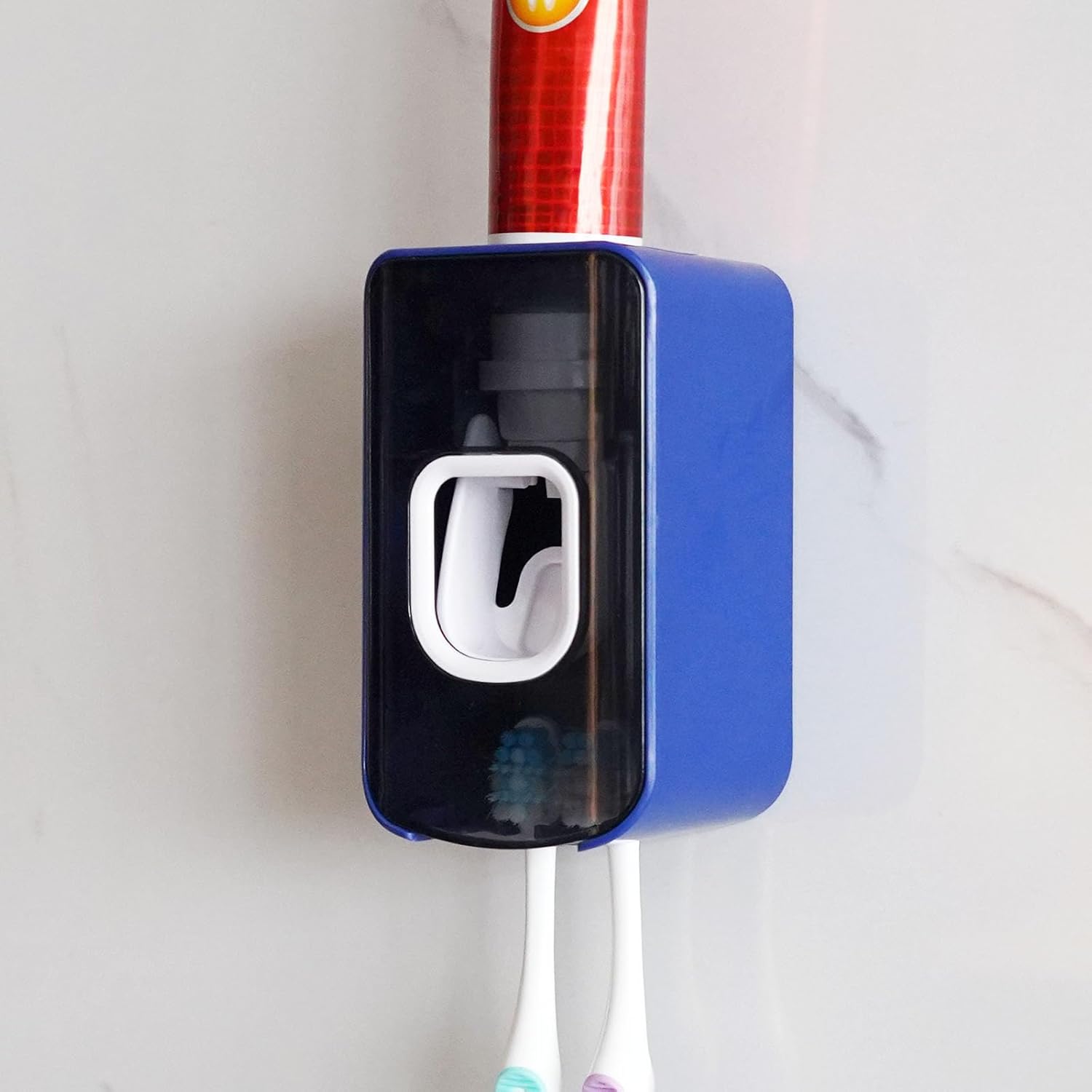 2-in-1 Toothbrush Toothpaste Holder Heavy-Duty Wall-Mounted Dark Blue