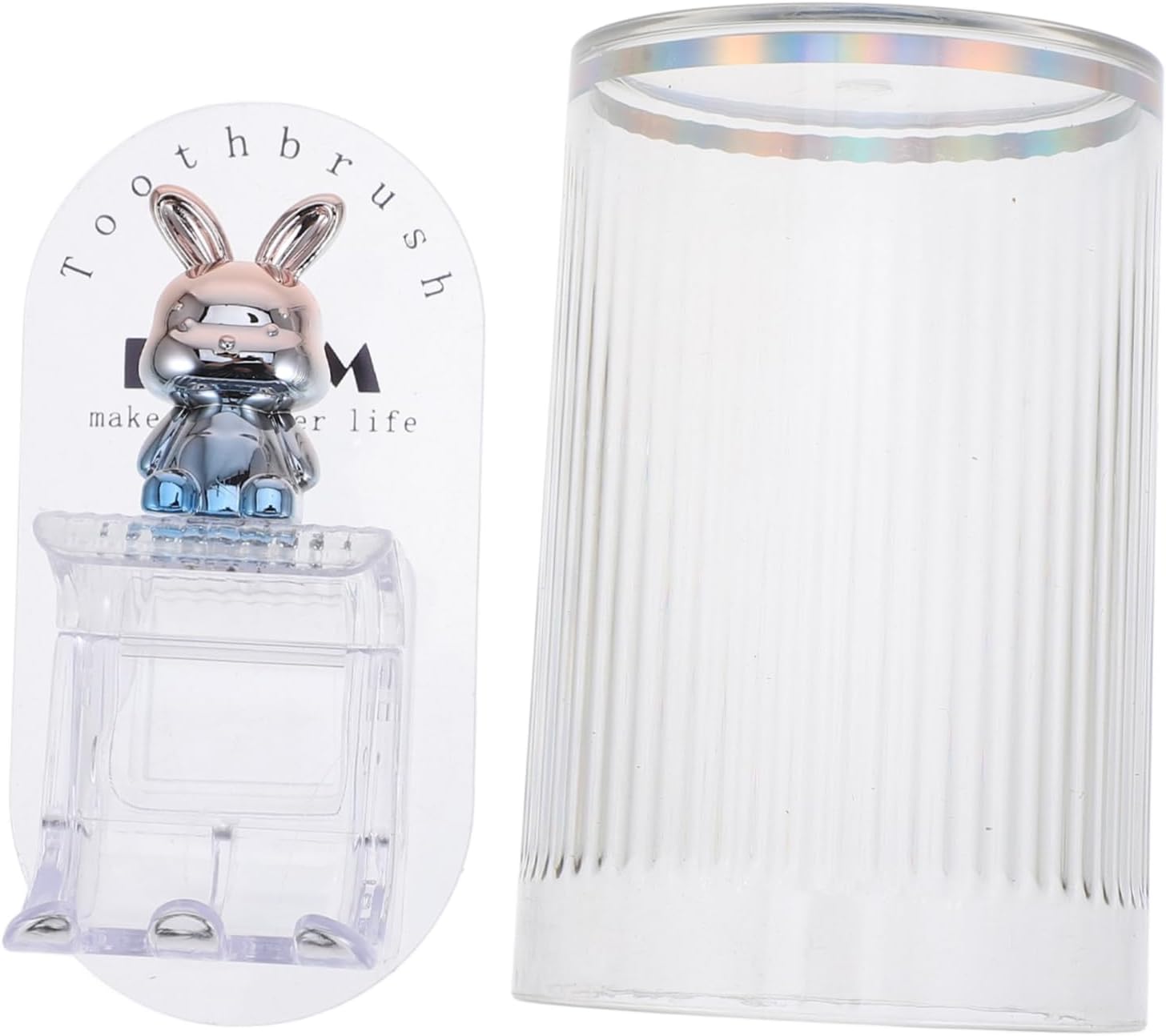 Unomor Wall-Mounted Boy Girl Toothbrush Holder with Rabbit Design 1