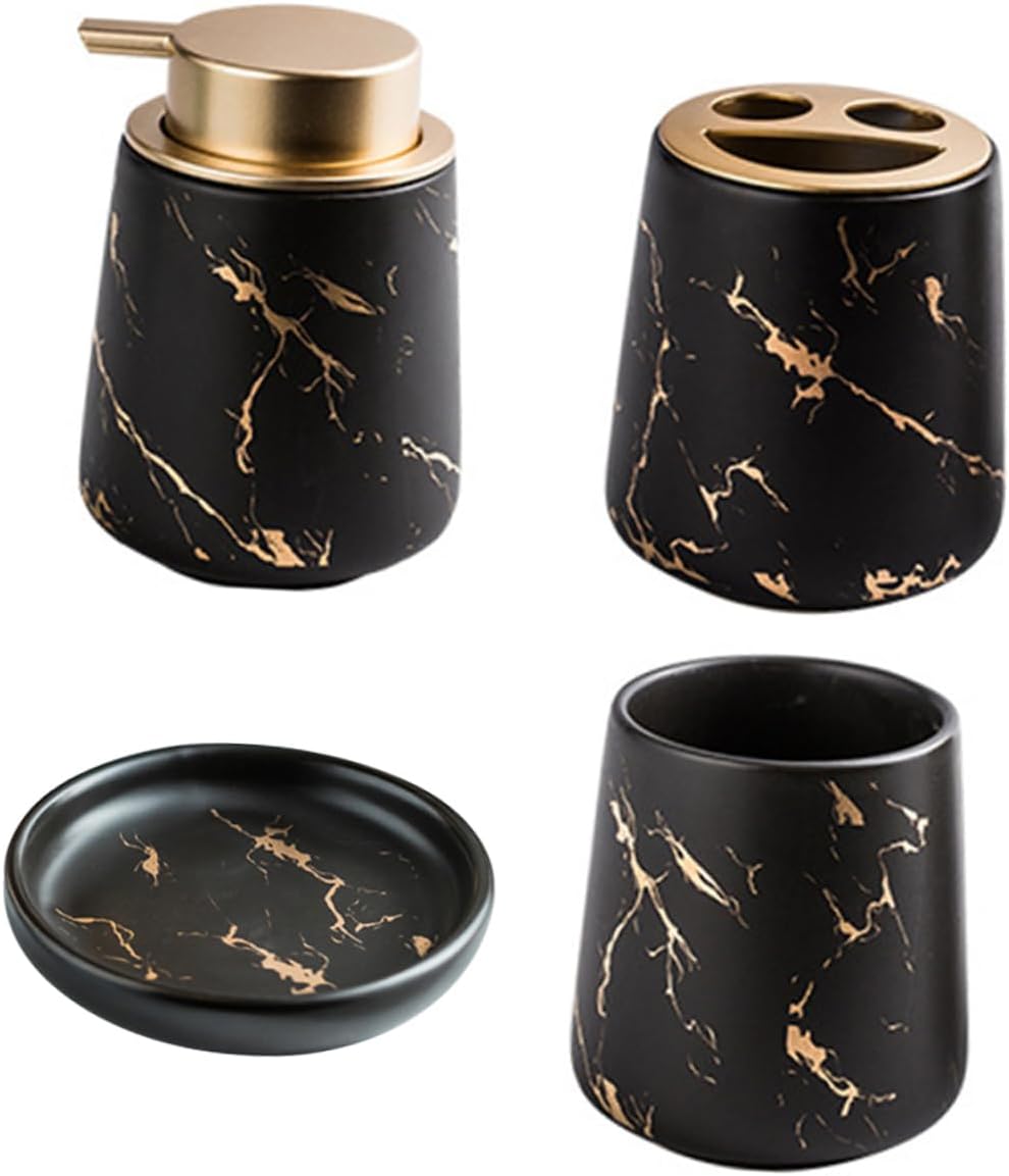Elegant Bathroom Set - Toiletry Cup Dispenser Toothbrush Holder