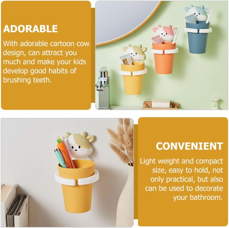 Cabilock Toothbrush Holder with Two Rinsing Cups Cute Animal Cartoon Bathroom Organizer