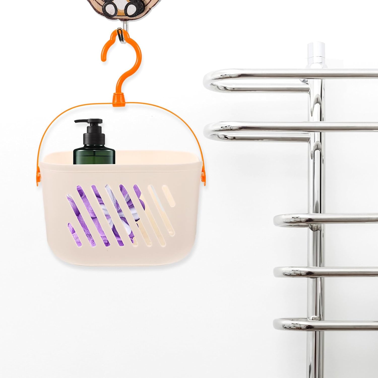 PRETYZOOM Plastic Hanging Shower Basket with Hooks