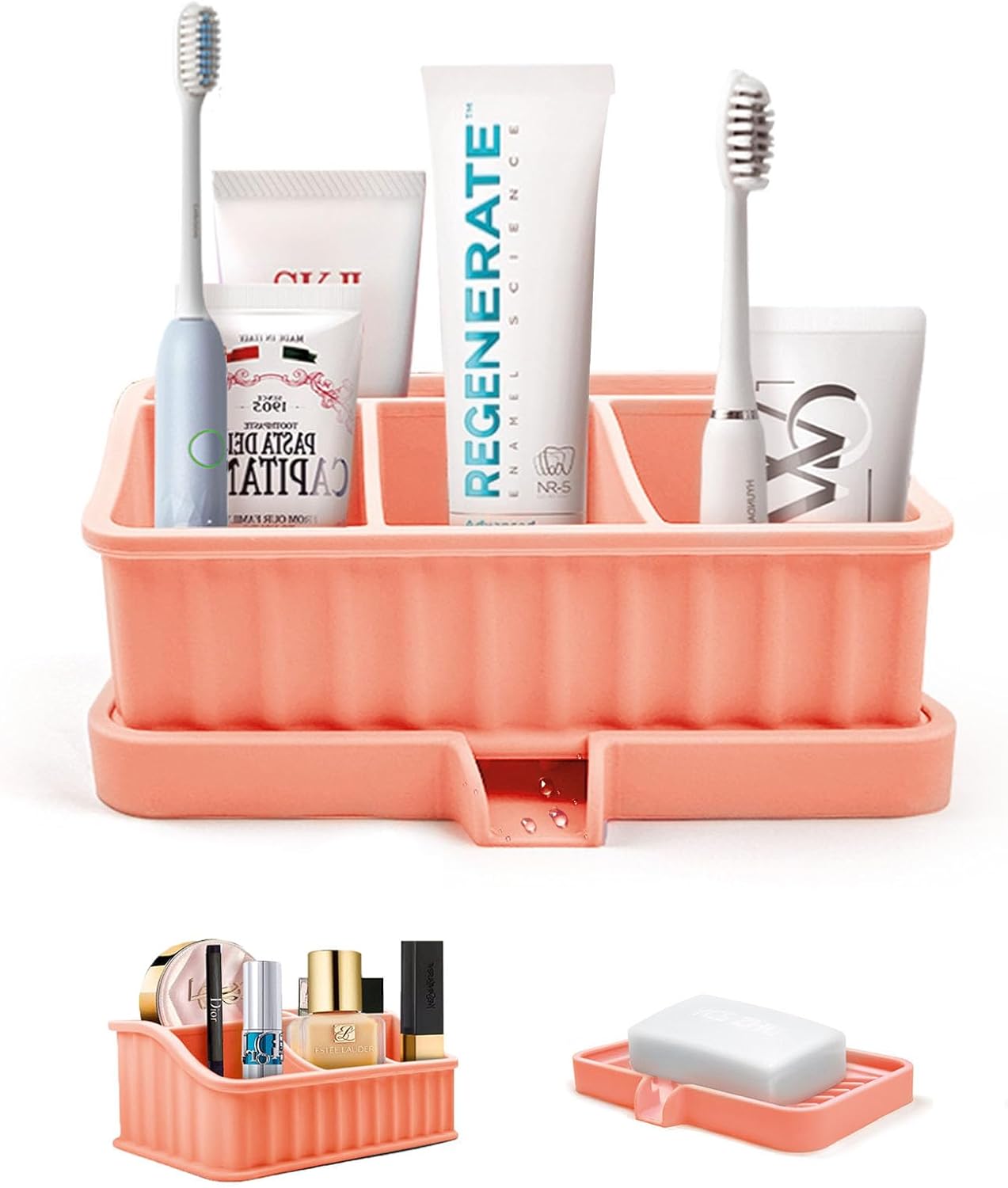 Double Drain Toothbrush Holder with Detachable Bottom by Ayehe