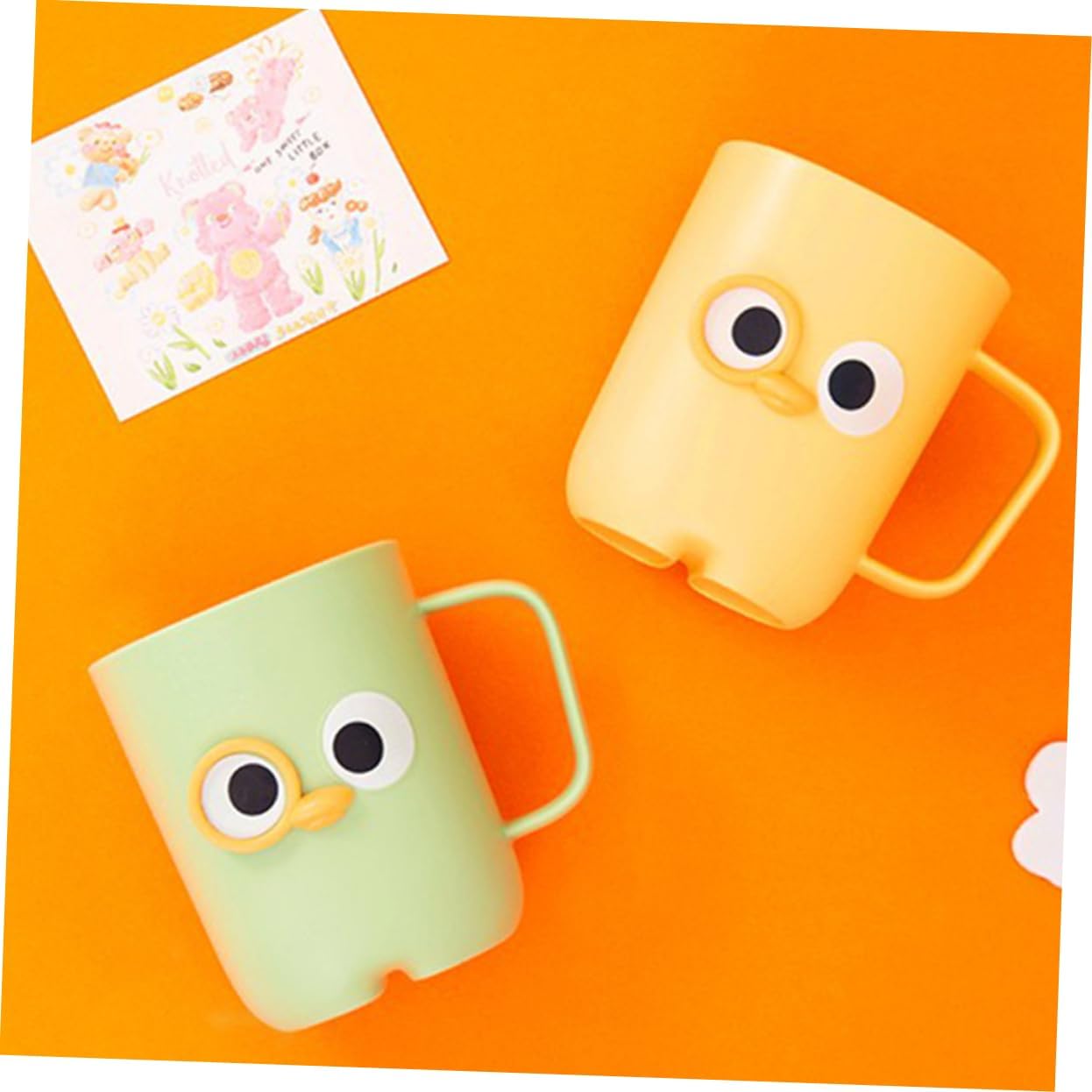 DRESSOOS 2PCS Cartoon Toothbrush Holder Cups for Reusable Storage in Bathroom