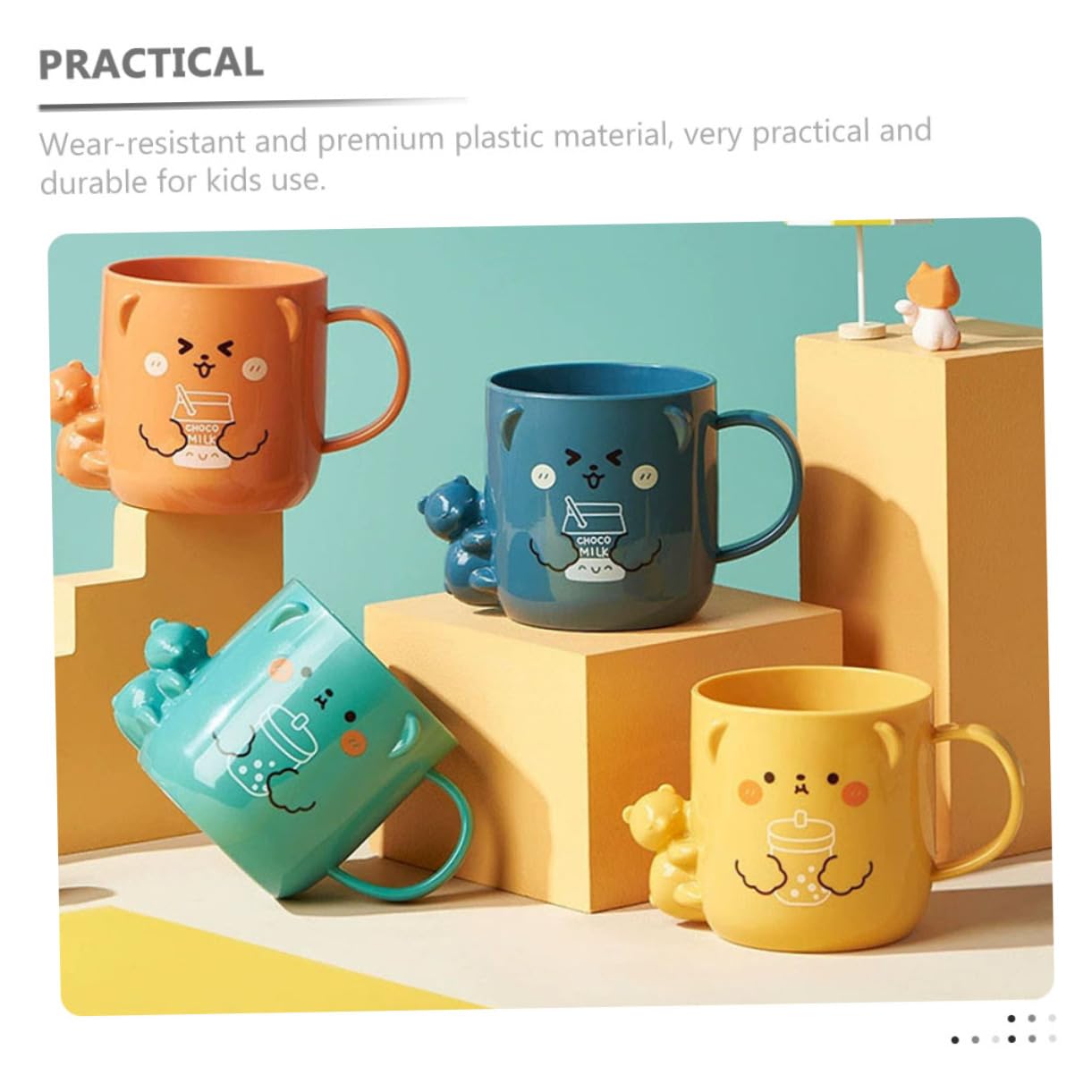 Homoyoyo 2Pcs Cartoon Plastic Mouthwash Cup for Bear Shaped Toothbrush Dispenser