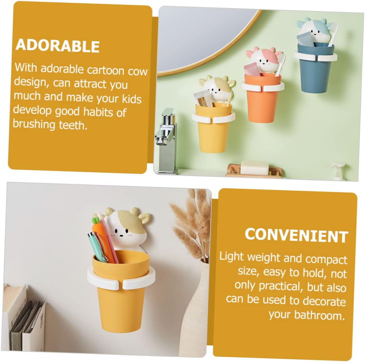 Cartoon Gargle Toothbrush Holder Wall-Mounted and Safe