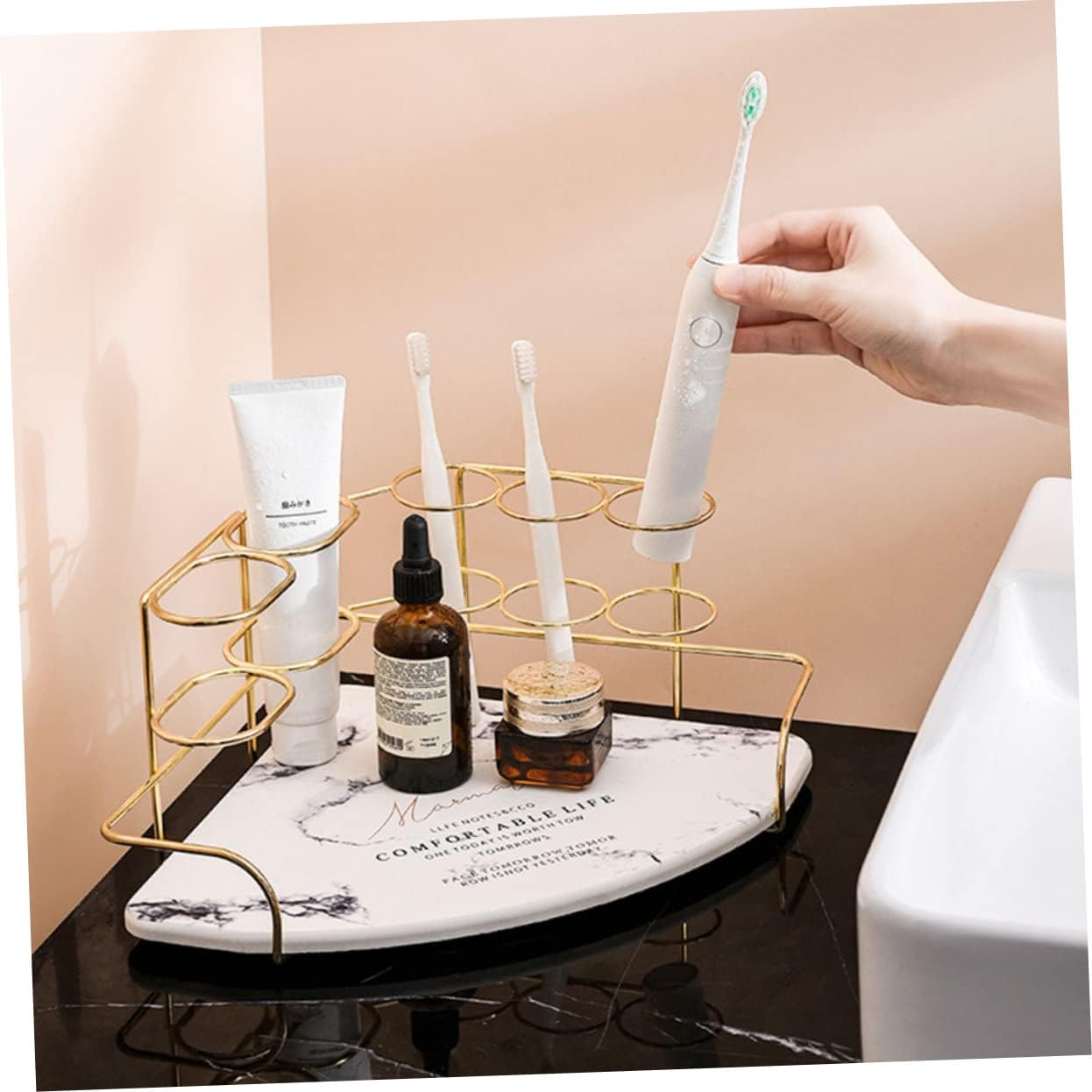 PRETYZOOM Corner Toothbrush Holder Rack