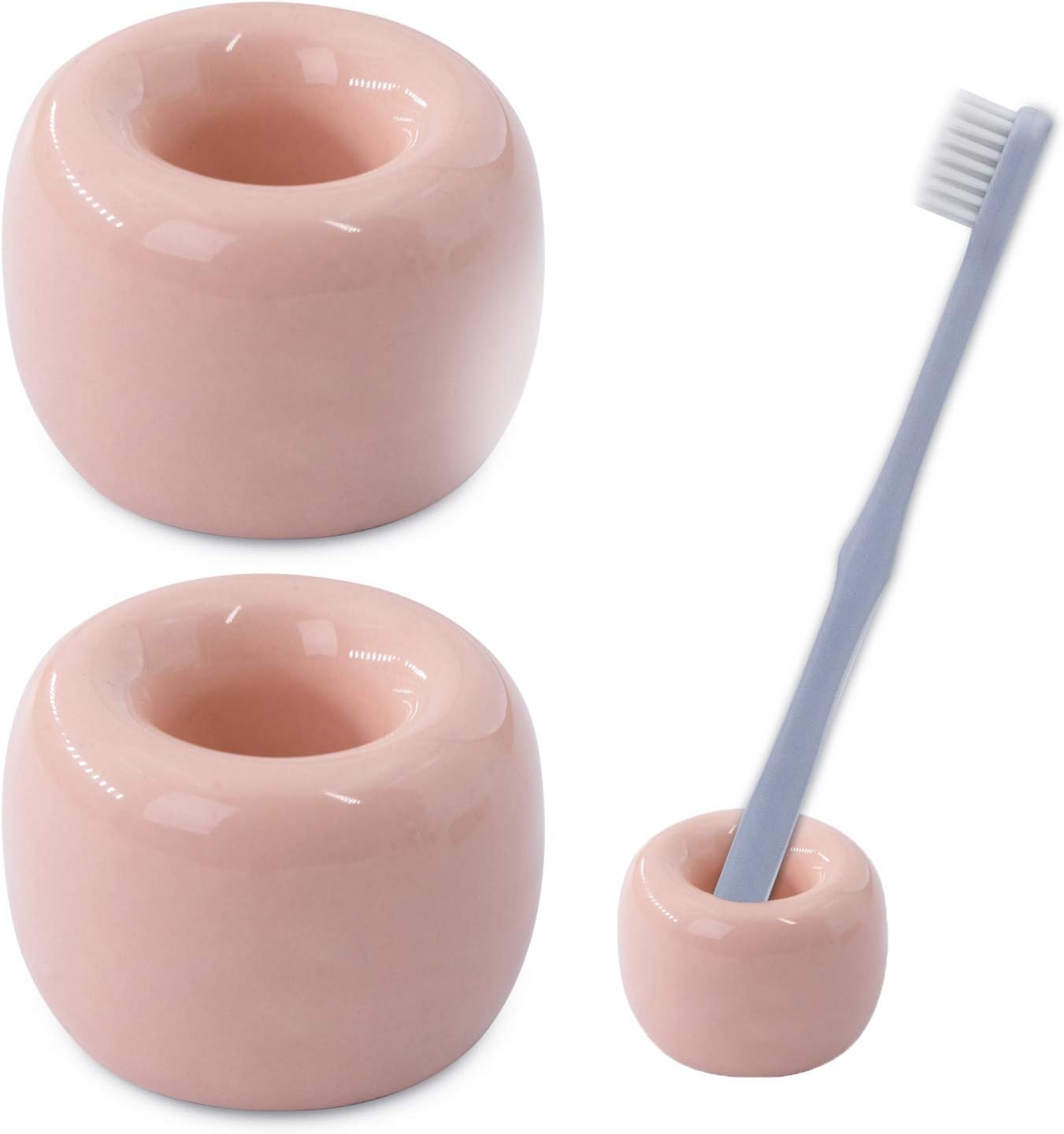 Airmoon Mini Ceramic Toothbrush Holder for Bathroom Pack of 2
