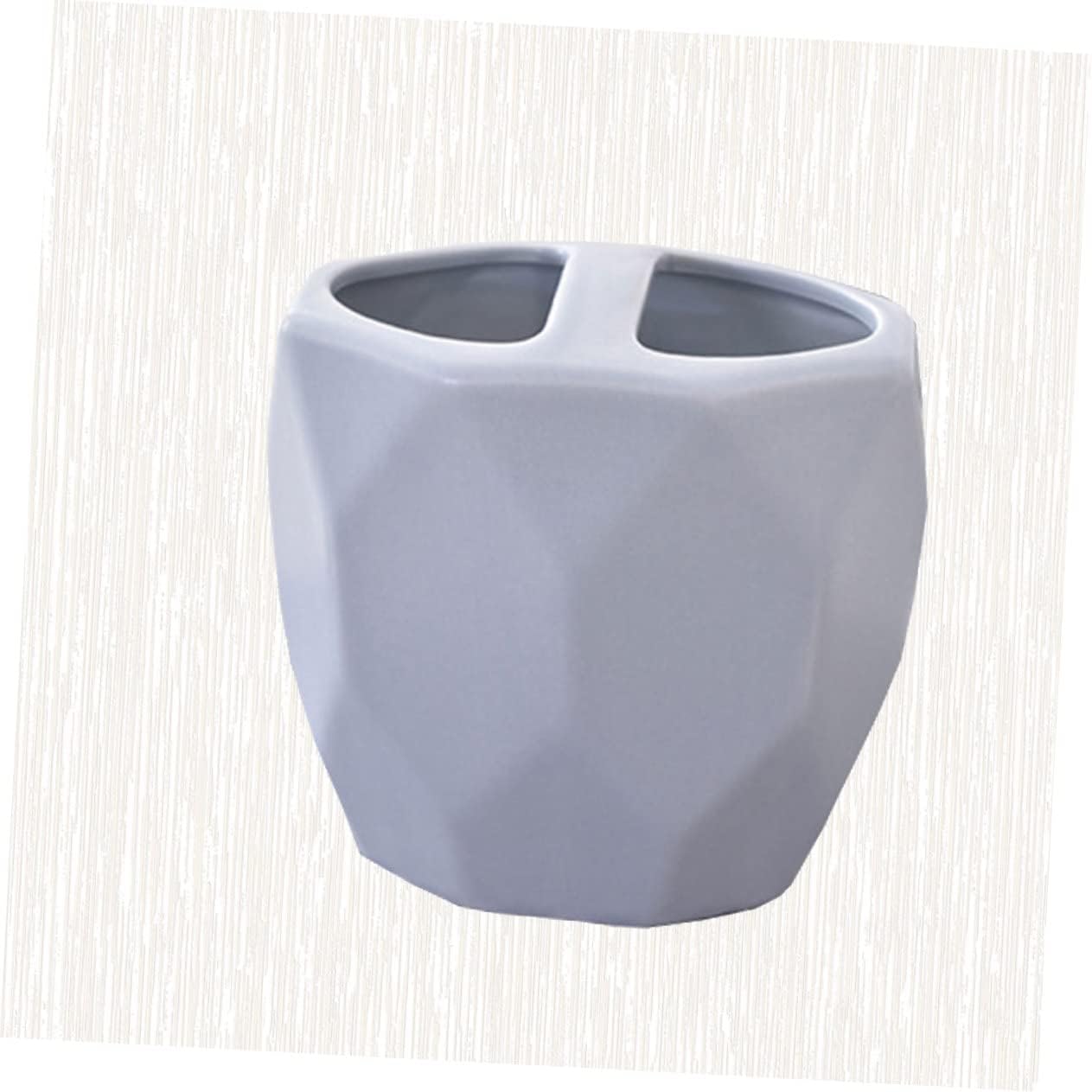 UNO-NATURAL Ceramic Toothbrush Holder with Artistic Design for Bathroom Organization Blue