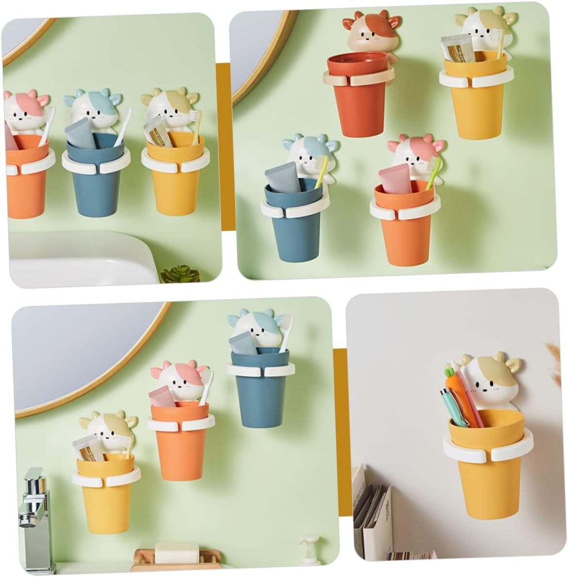 Playful Cartoon Toothbrush Cup for Kids Easy to Install with Fun Design