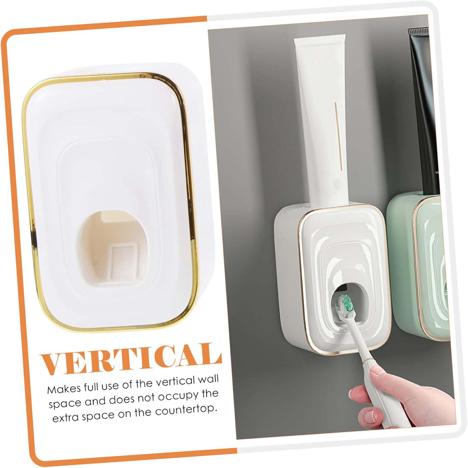 Wall Mounted Toothbrush Holder with Toothpaste Dispenser