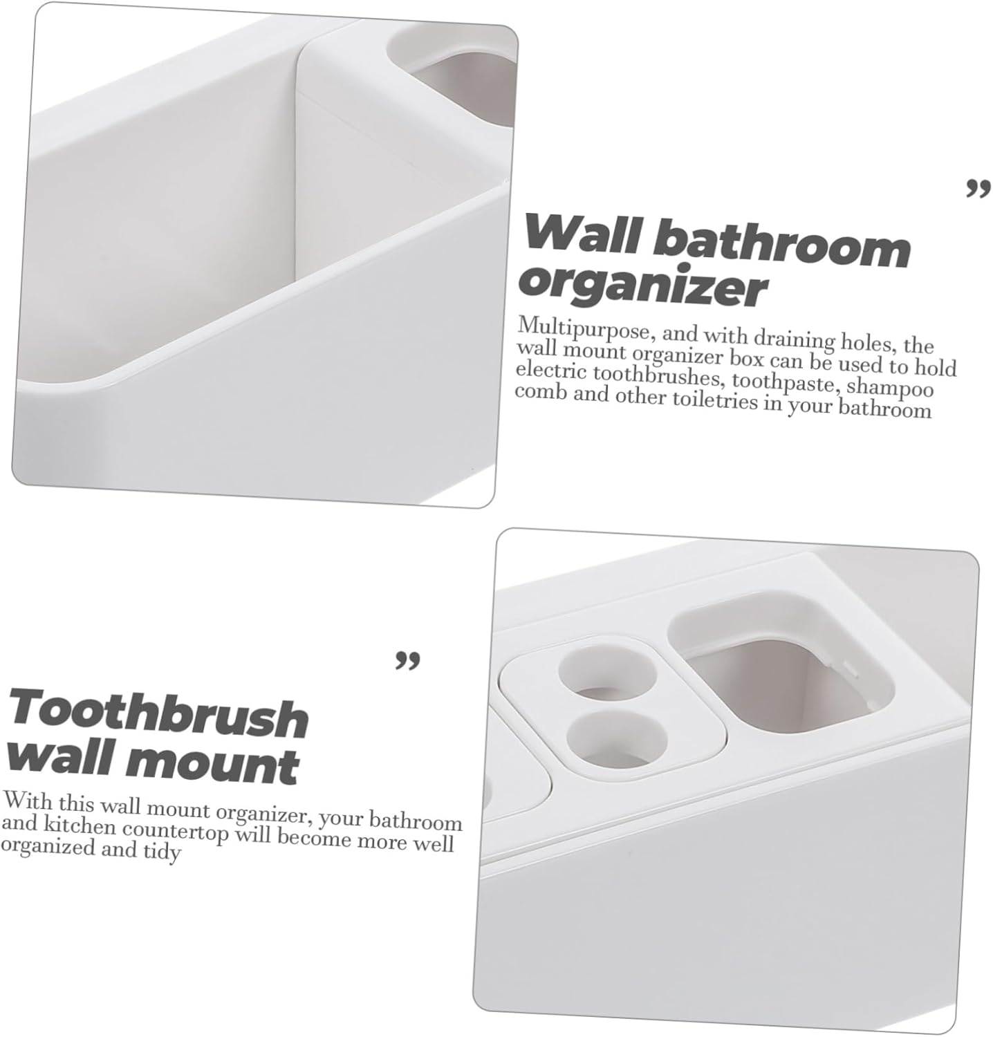 Holidoyo Toothbrush Holder Wall Mount Organizer No Drilling Strong Adhesive