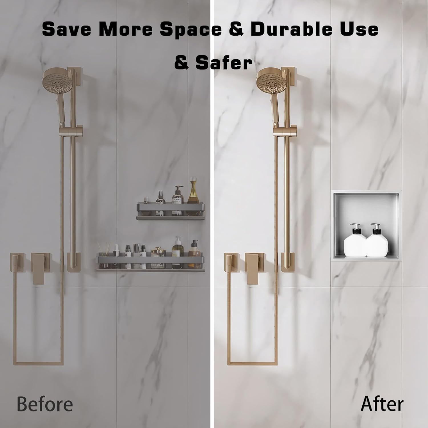 Stainless Steel Shower Niche Organizer for Space-Saving Storage