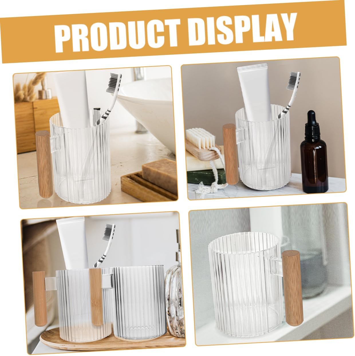 Cabilock Toothbrush Storage Cup 4pcs Black Reusable