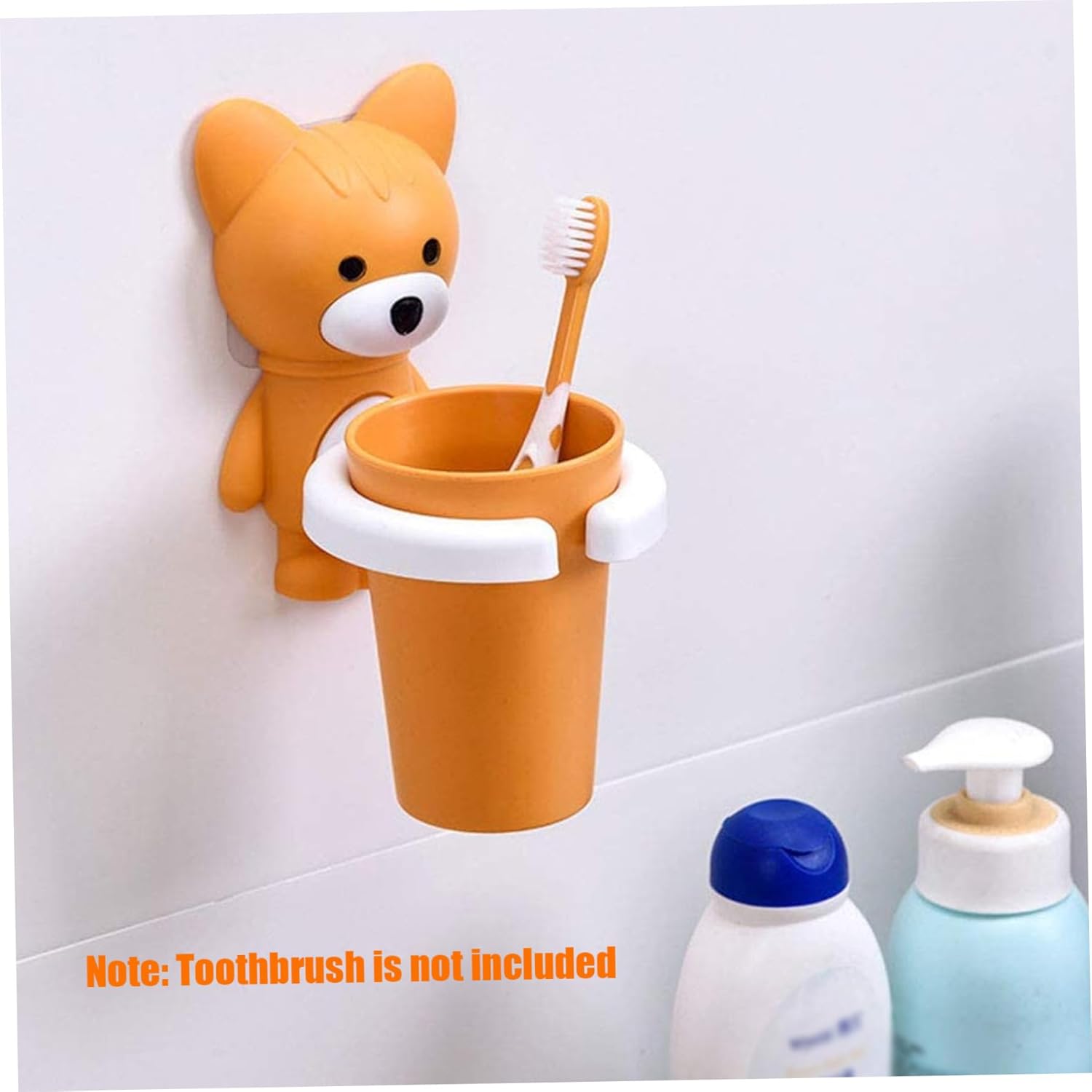 Kids Cartoon Fox Toothbrush Holder Wall Mounted