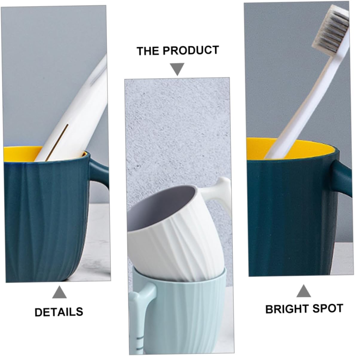 KONTONTY Toothbrush Storage Cup Handle Creative Design for Easy Storage