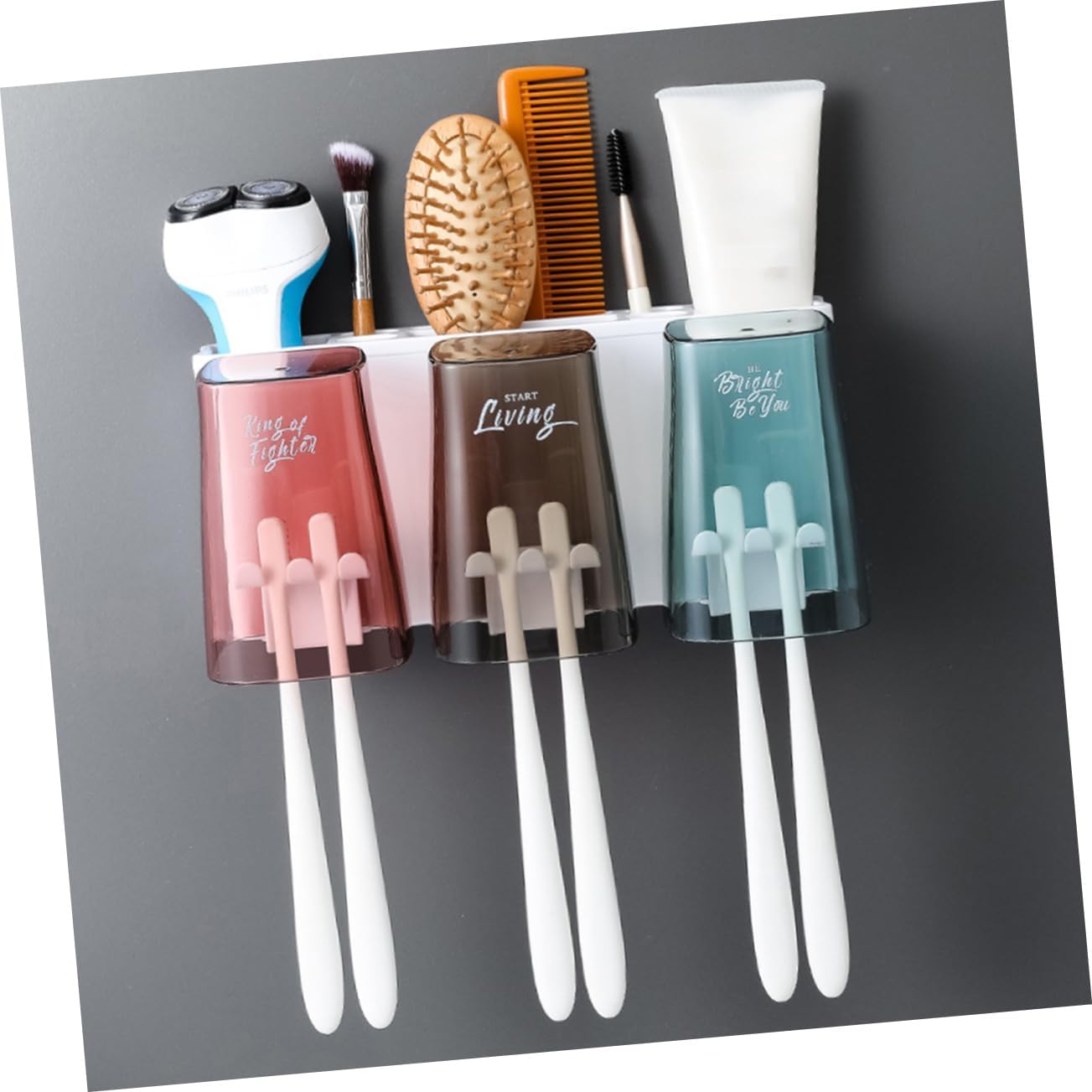 CIIEEO 3 Toothbrush Holder Set White - Mountable Toothpaste Cup Storage Rack